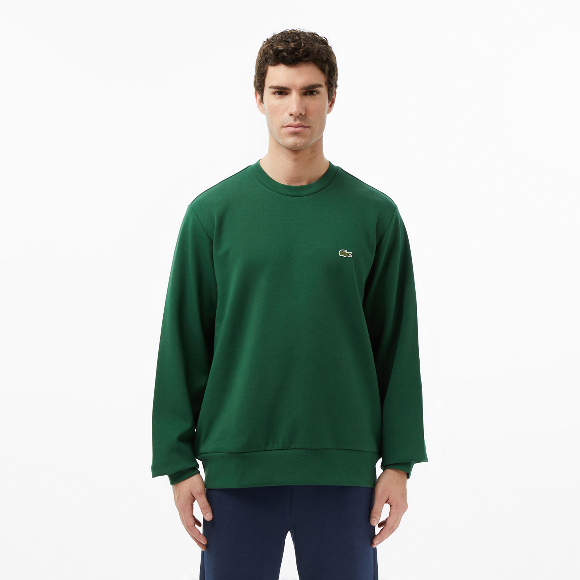 Erkek Classic Fit Bisiklet Yaka Yeşil Sweatshirt
