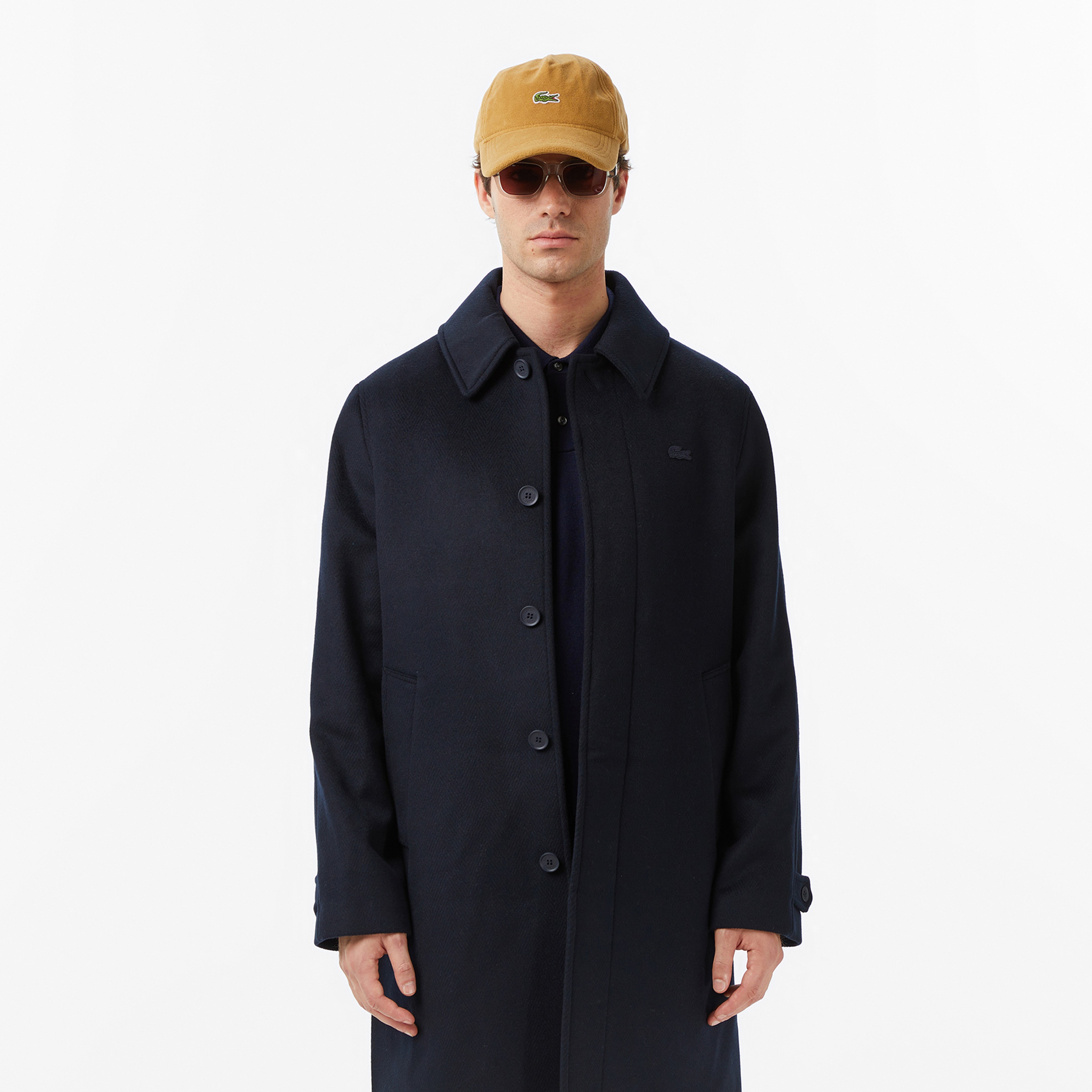 Erkek Regular Fit Yün Lacivert Kaban