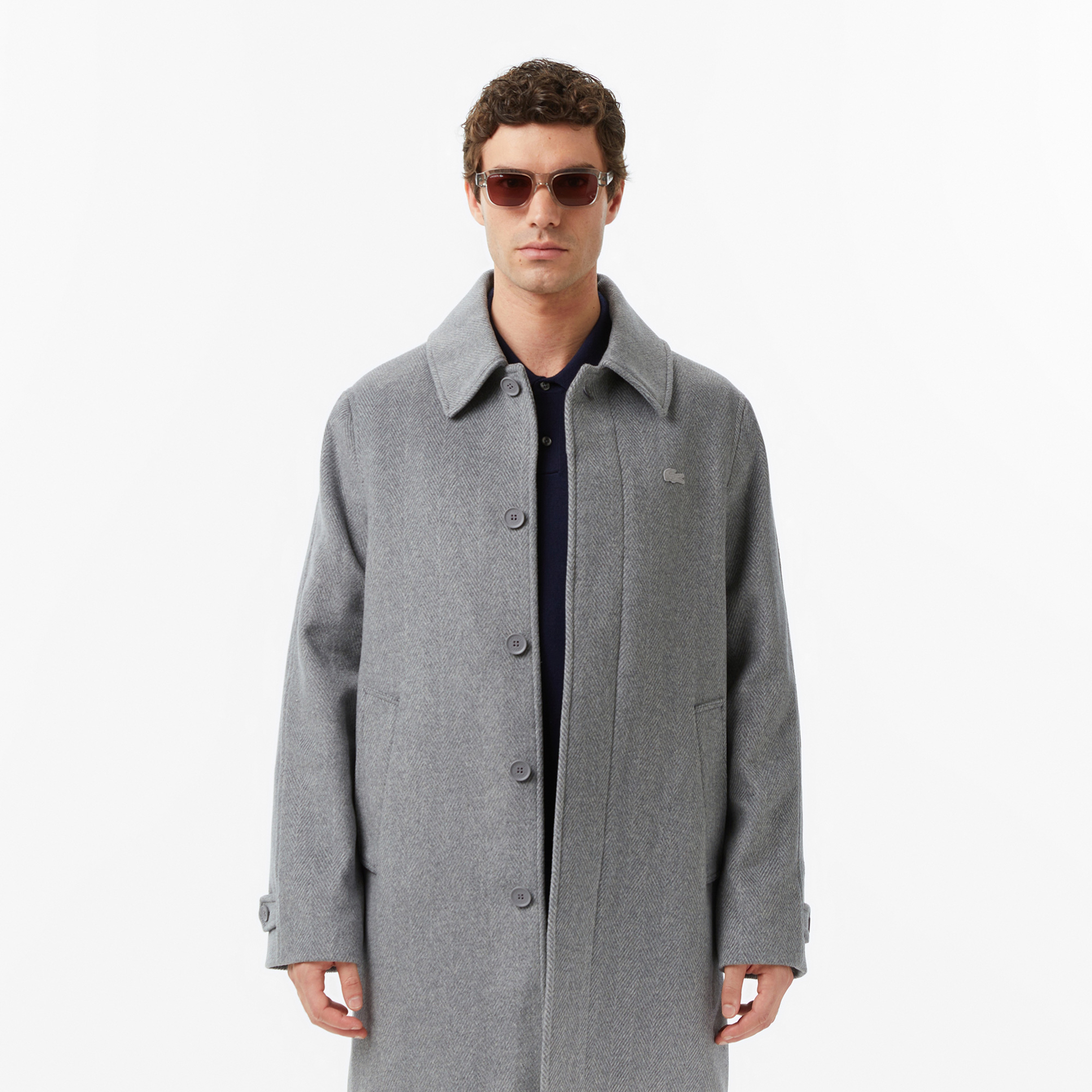 Erkek Regular Fit Yün Gri Kaban