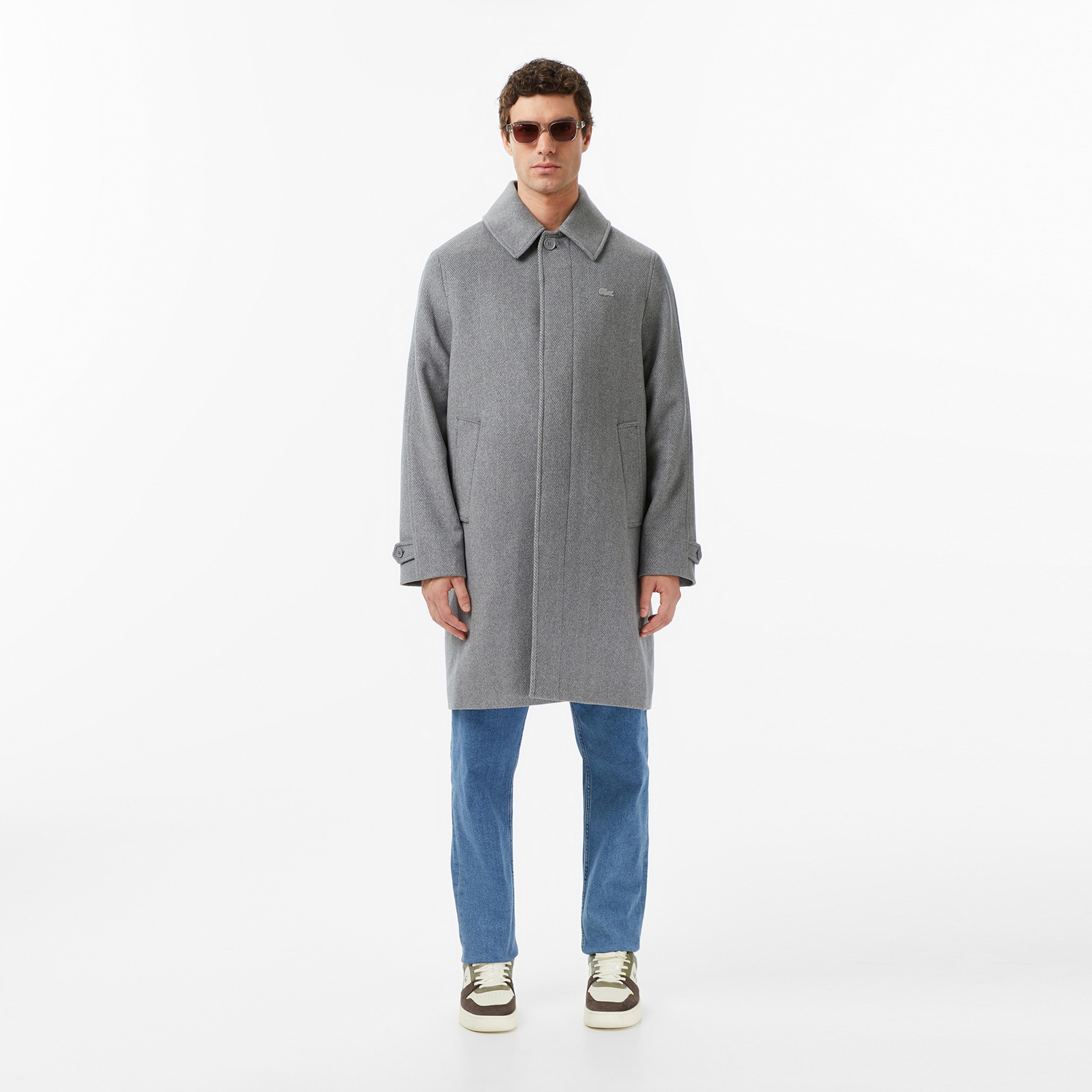 Erkek Regular Fit Yün Gri Kaban