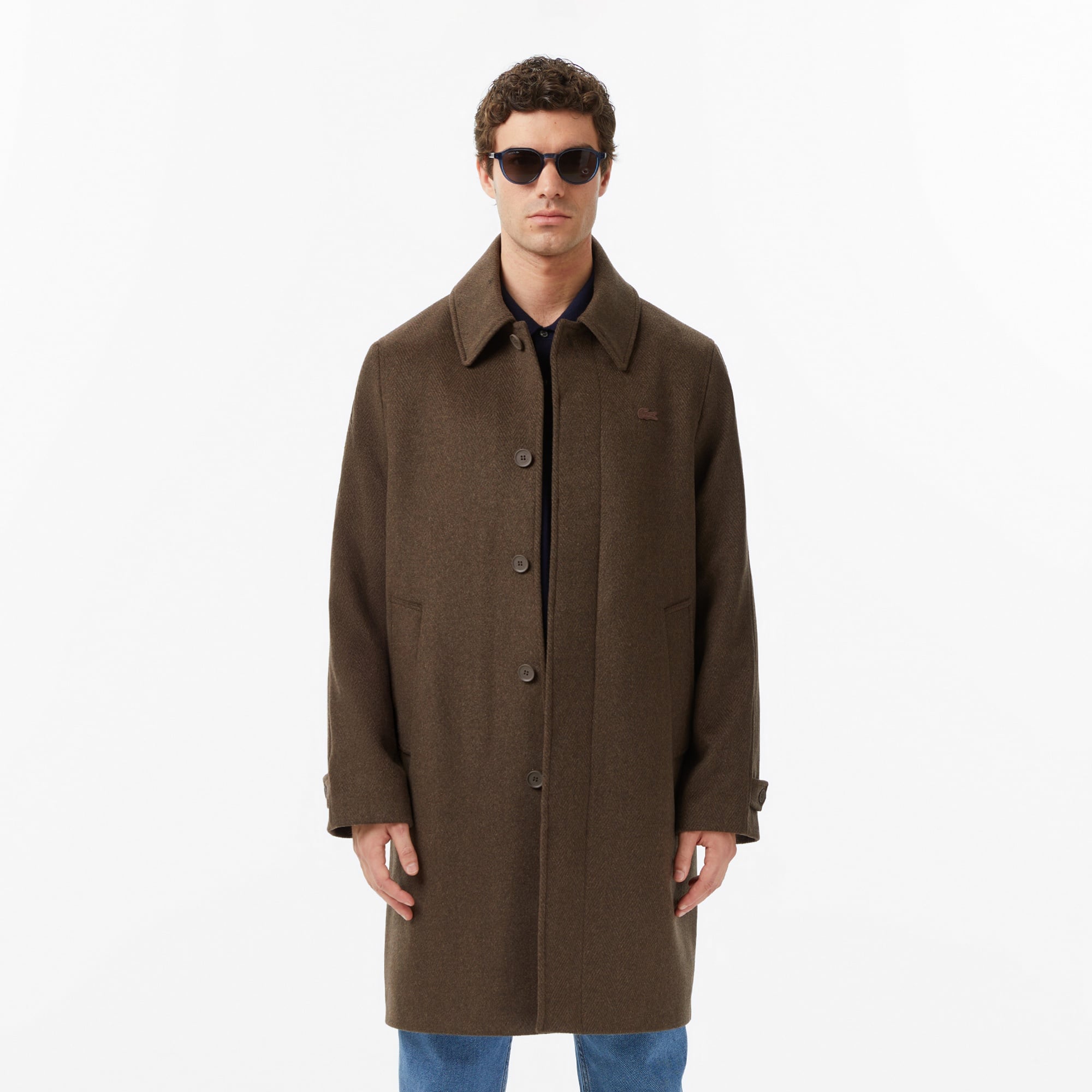 Erkek Regular Fit Yün Kahverengi Kaban