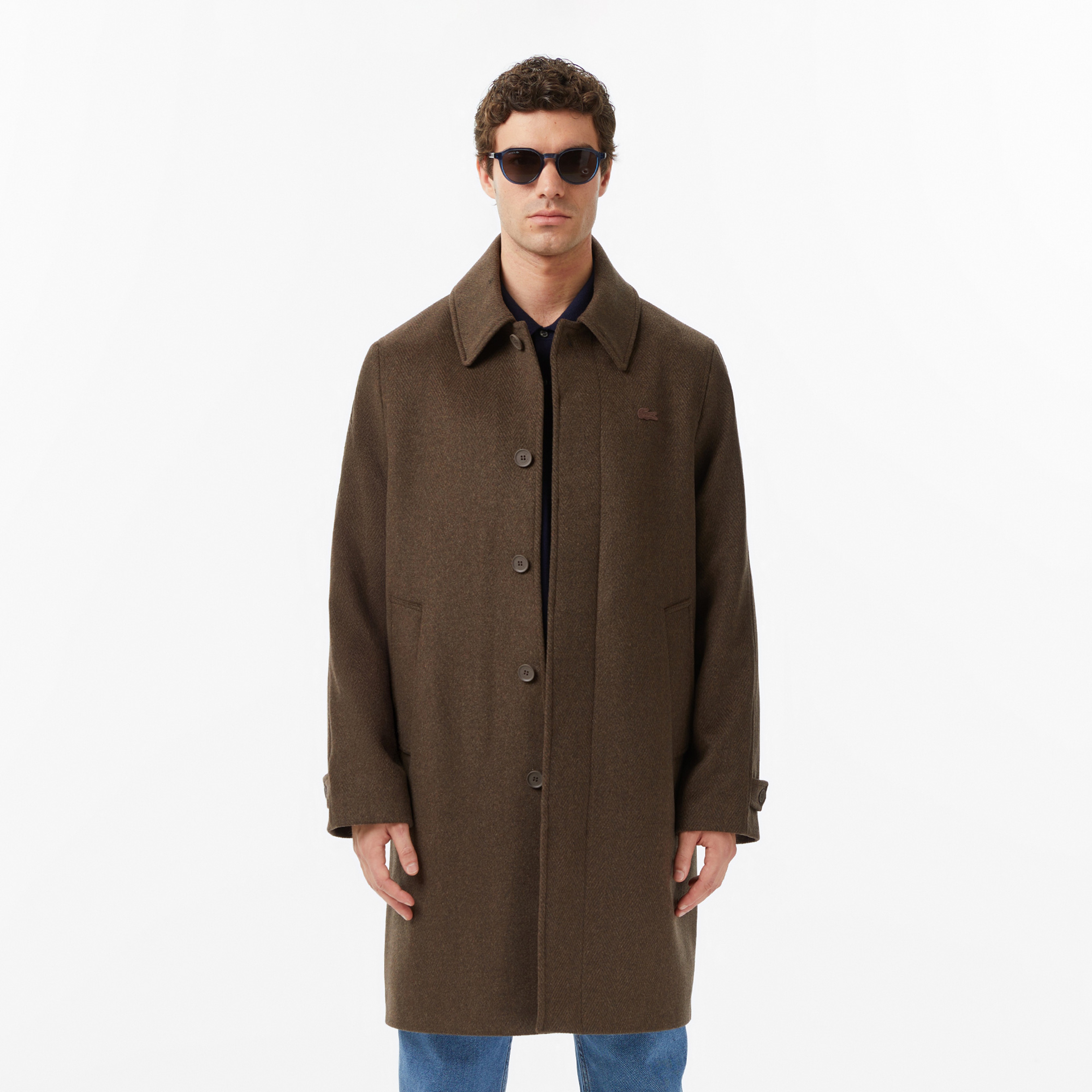 Erkek Regular Fit Yün Kahverengi Kaban