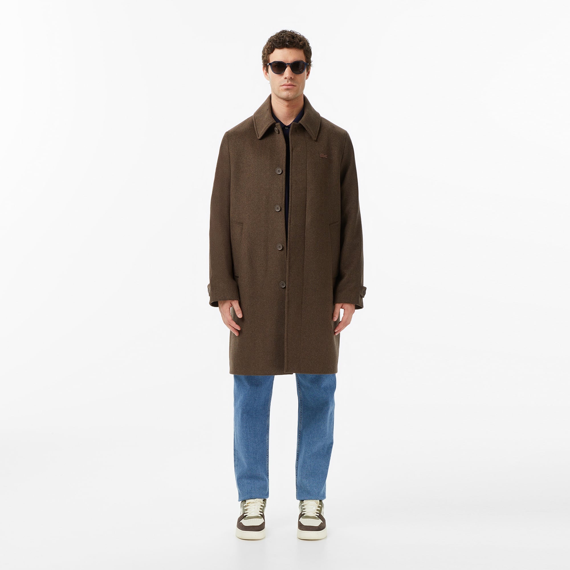 Erkek Regular Fit Yün Kahverengi Kaban