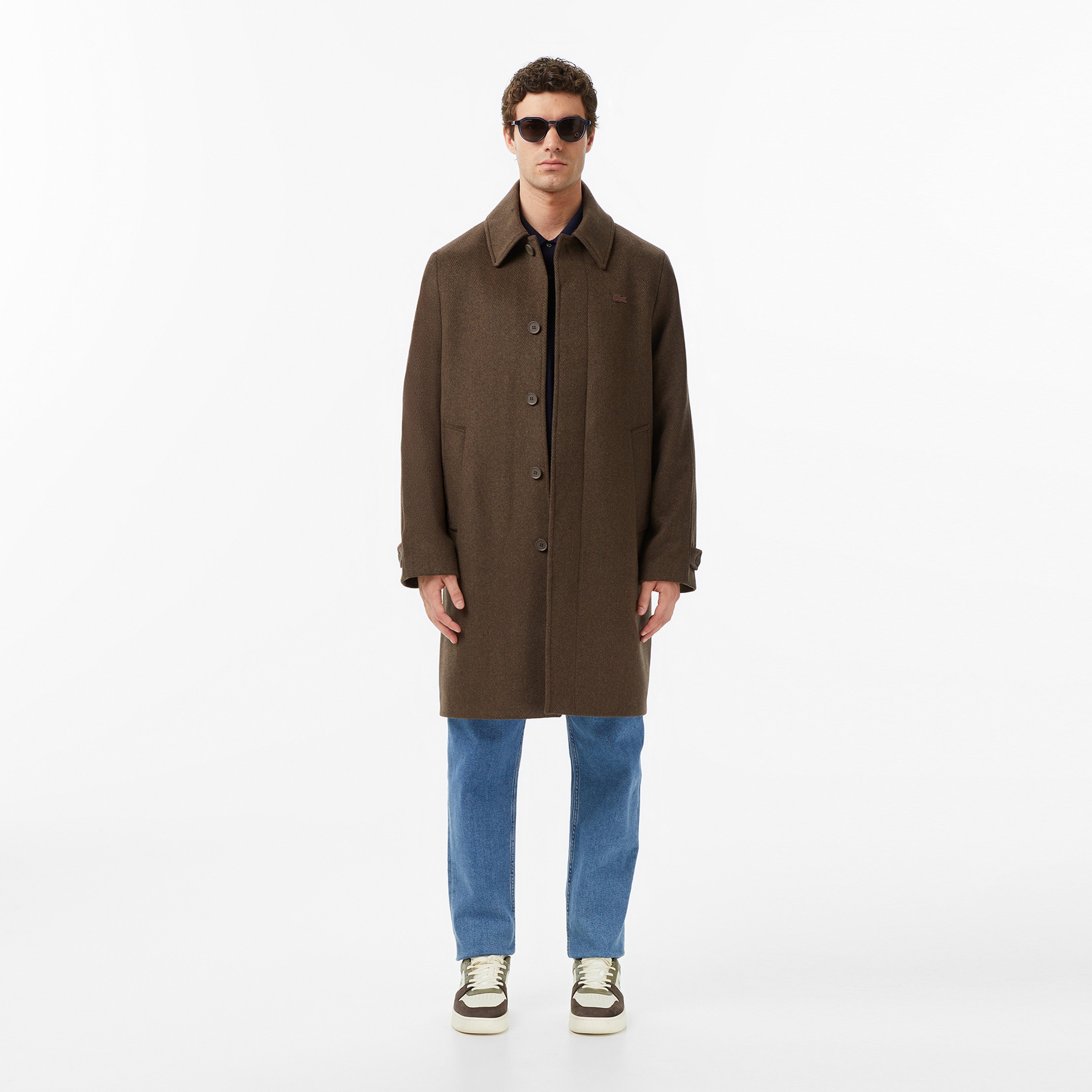 Erkek Regular Fit Yün Kahverengi Kaban