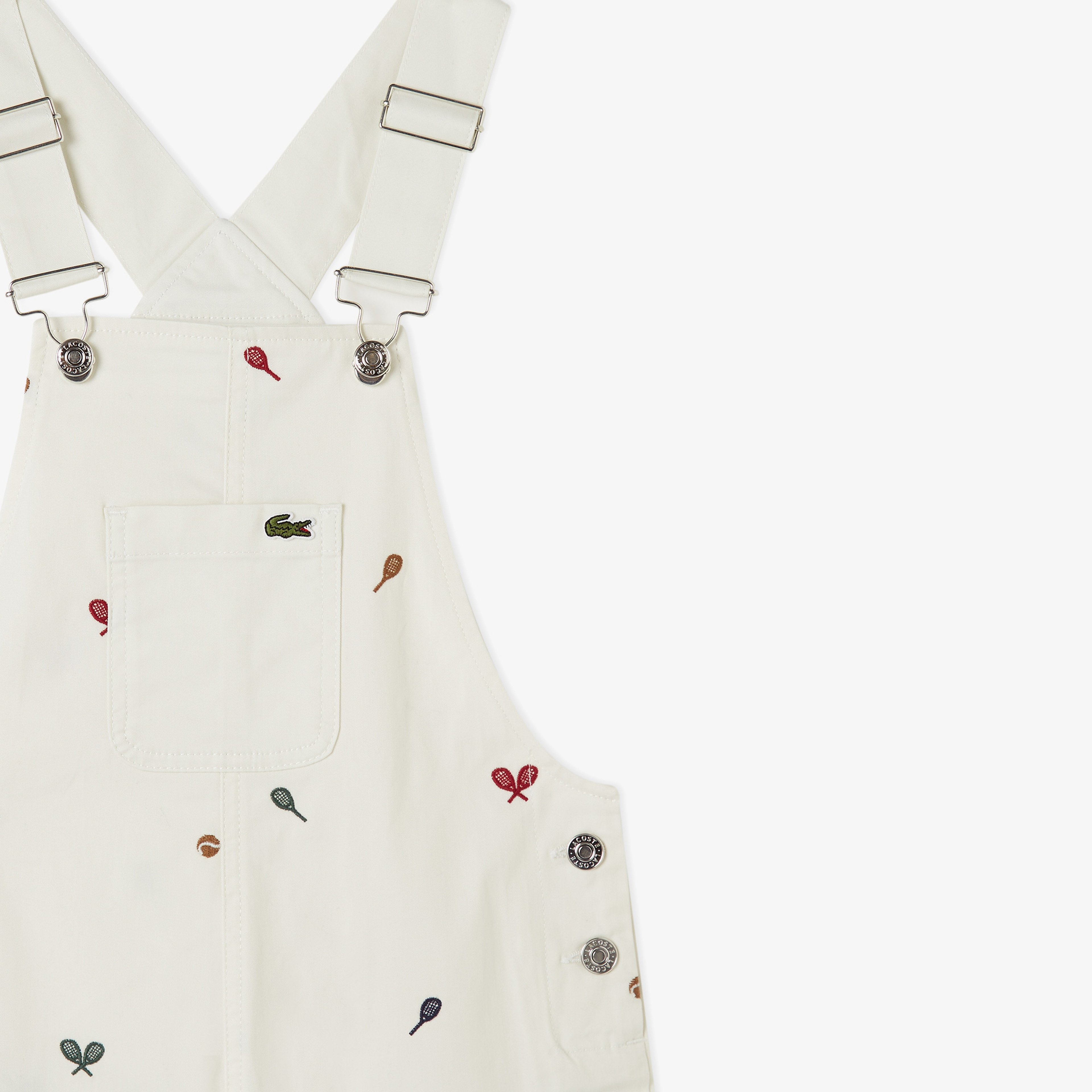 Kız Çocuk Desenli Beyaz Salopet