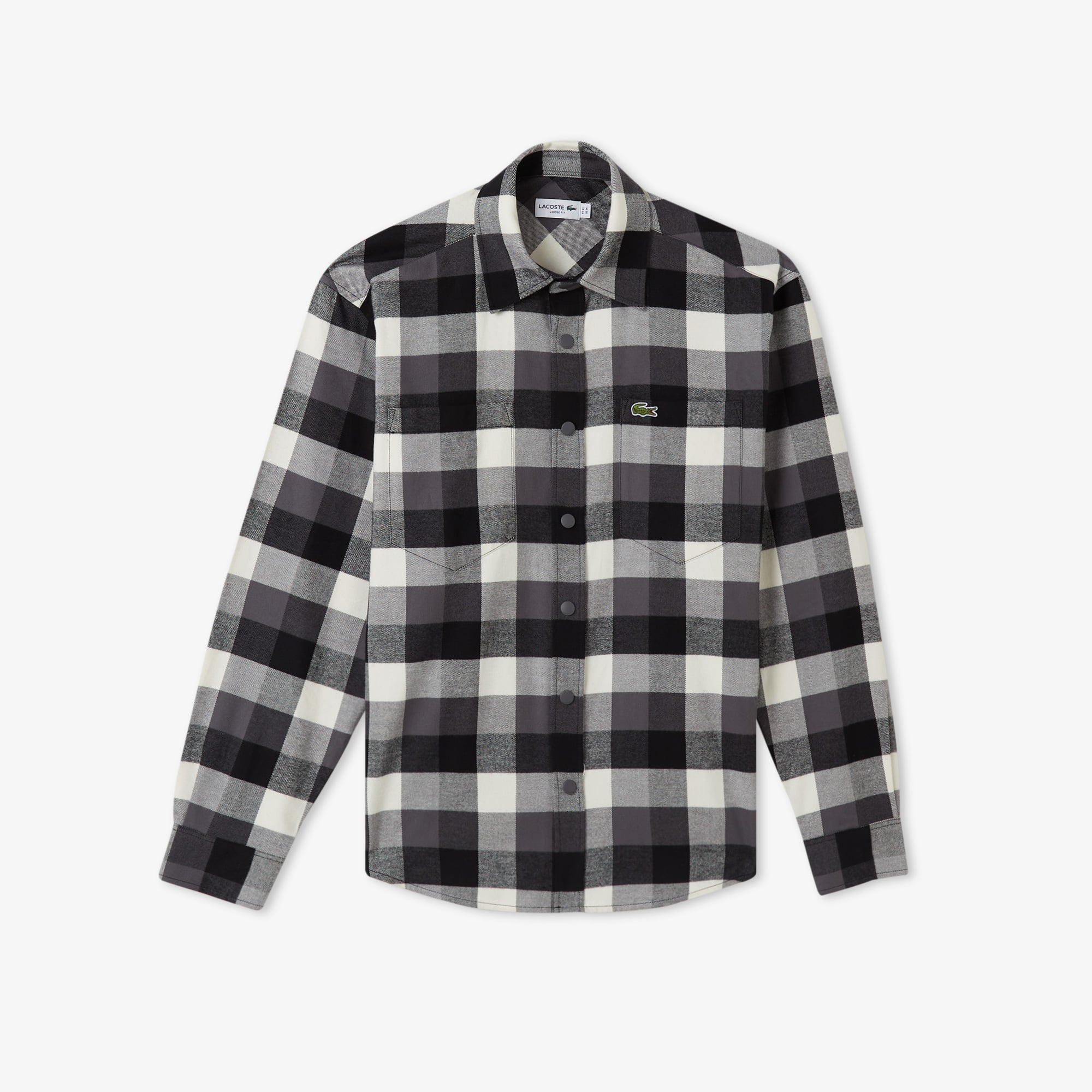 Erkek Relaxed Fit Kareli Siyah Gömlek