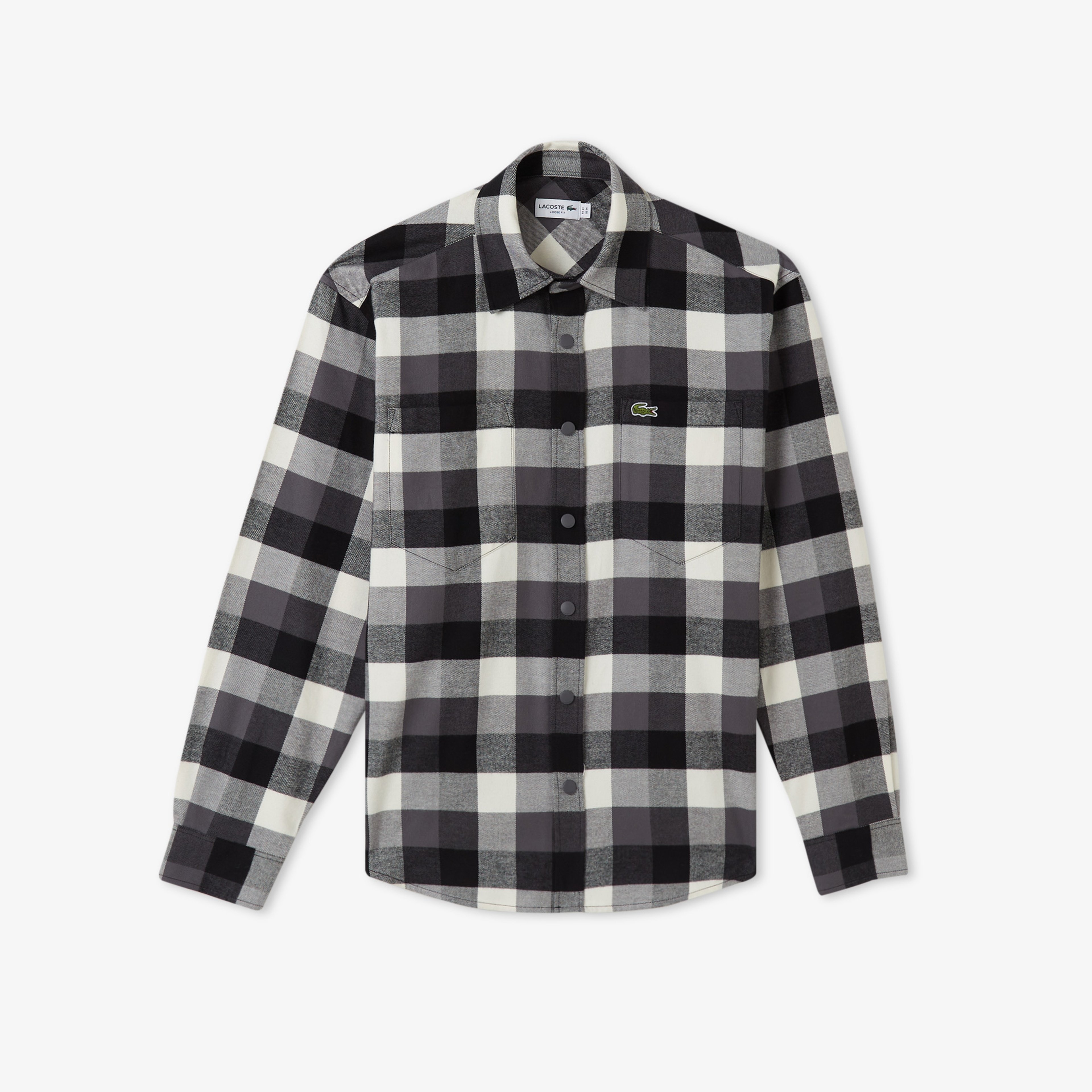 Erkek Relaxed Fit Kareli Siyah Gömlek