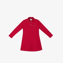 Çocuk Uzun Kollu Polo Yaka Koyu Pembe Elbise Pembe