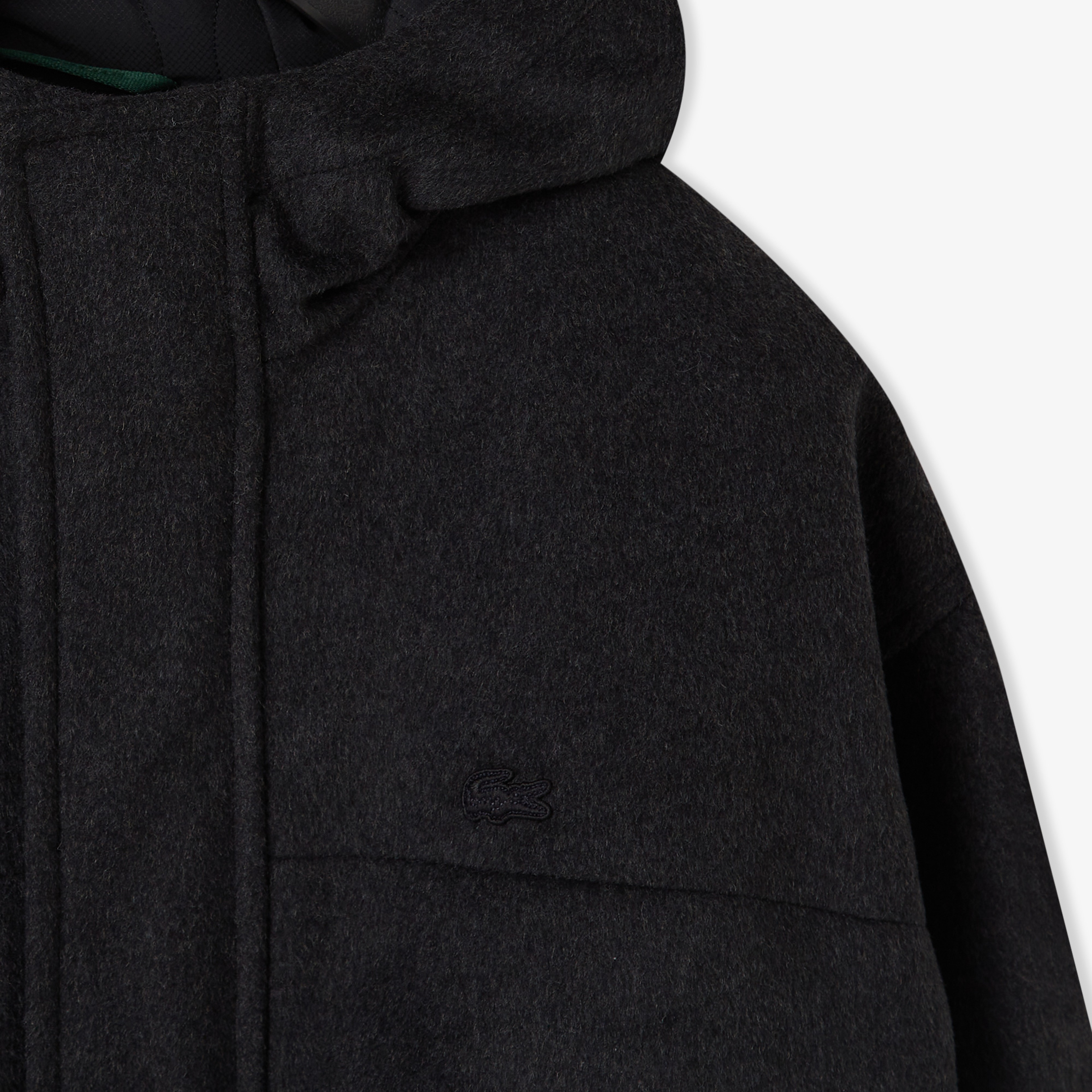 Erkek Kapüşonlu Koyu Gri Mont