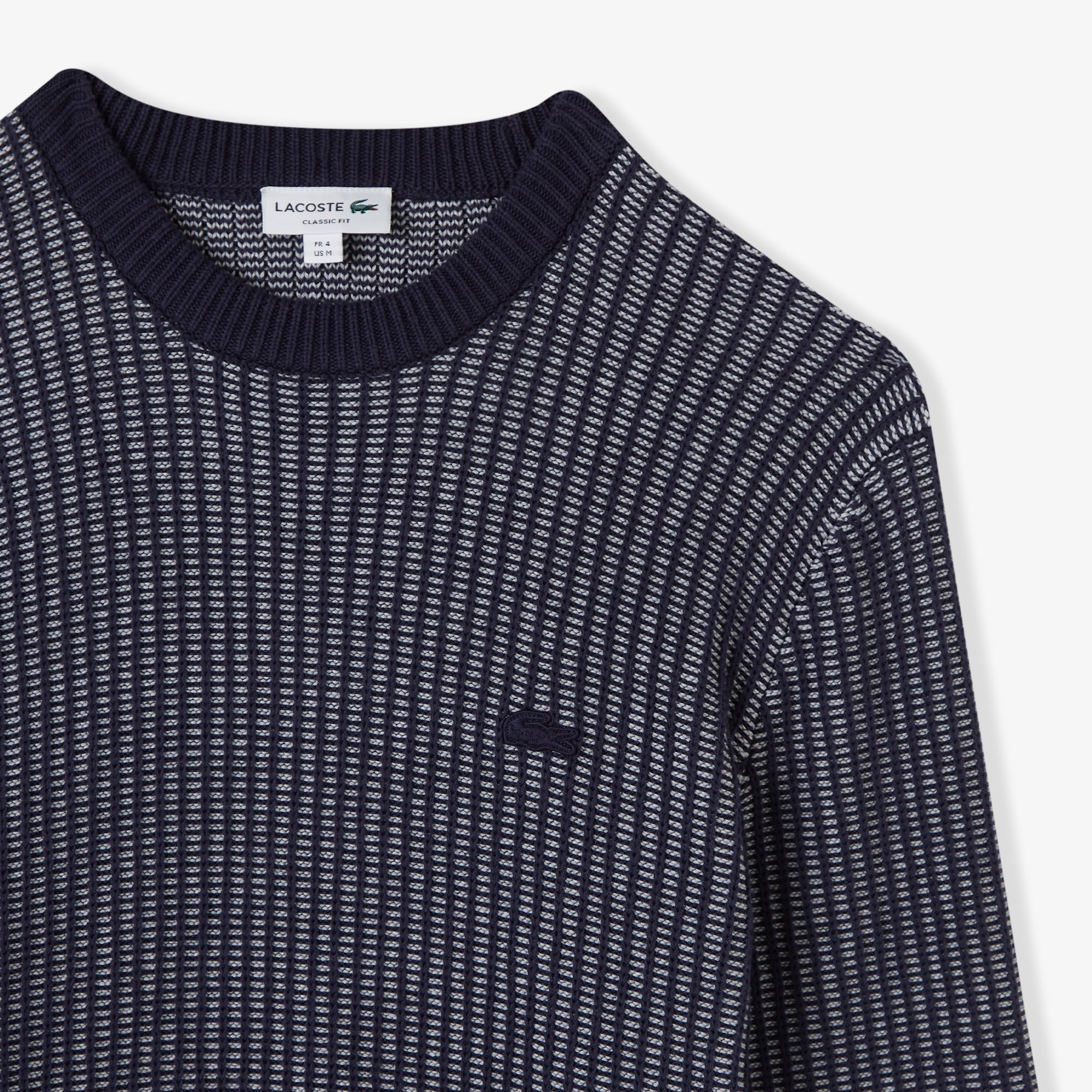 Erkek Classic Fit Bisiklet Yaka Desenli Lacivert Kazak