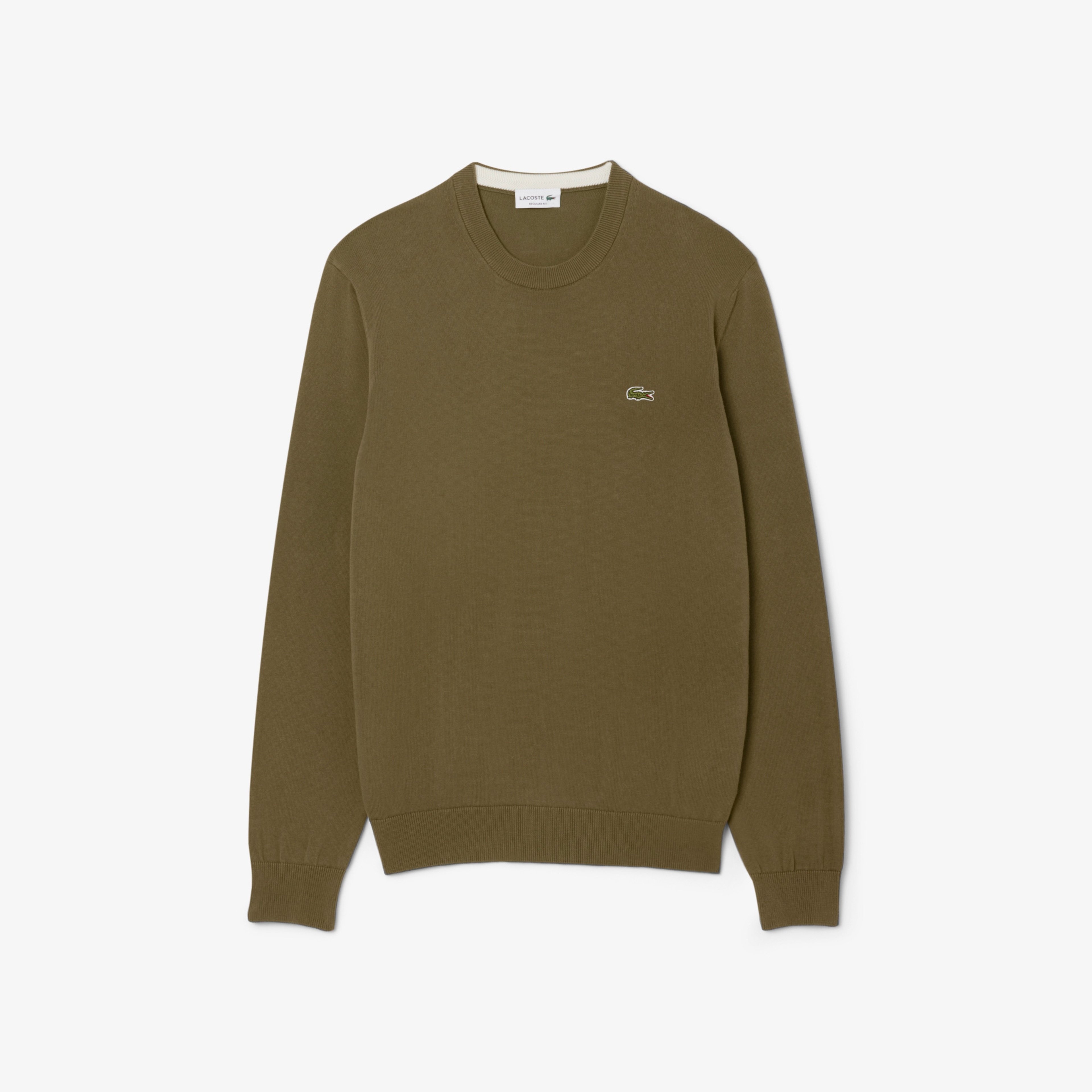 Erkek Regular Fit Bisiklet Yaka Organik Pamuk Haki Kazak