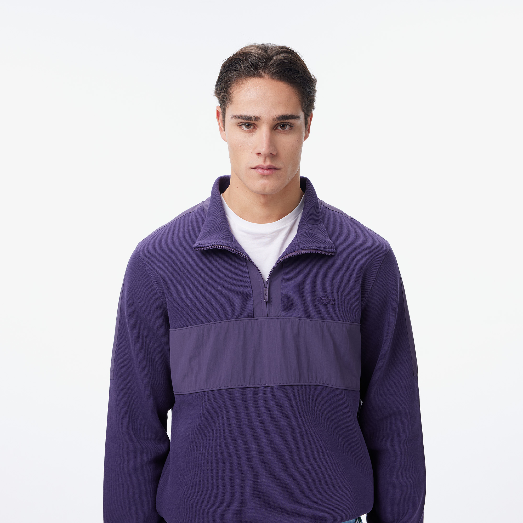 Erkek Classic Fit Yarım Fermuarlı Mor Sweatshirt SH2627-ZSV | Lacoste