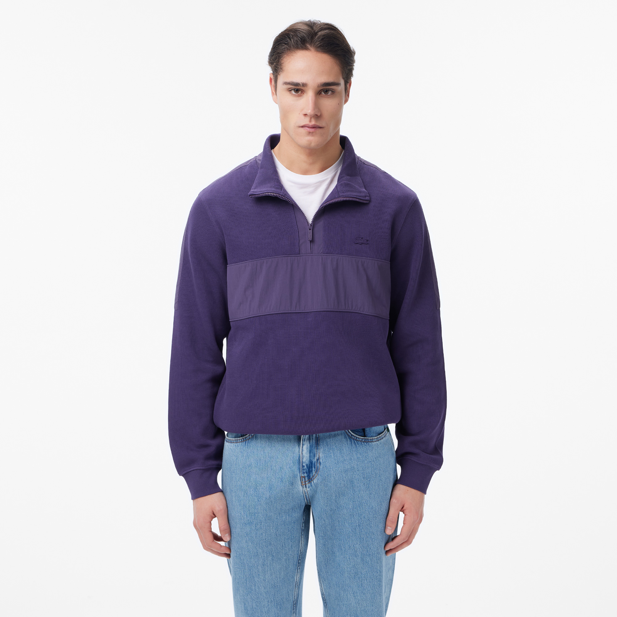Erkek Classic Fit Yarım Fermuarlı Mor Sweatshirt SH2627-ZSV | Lacoste