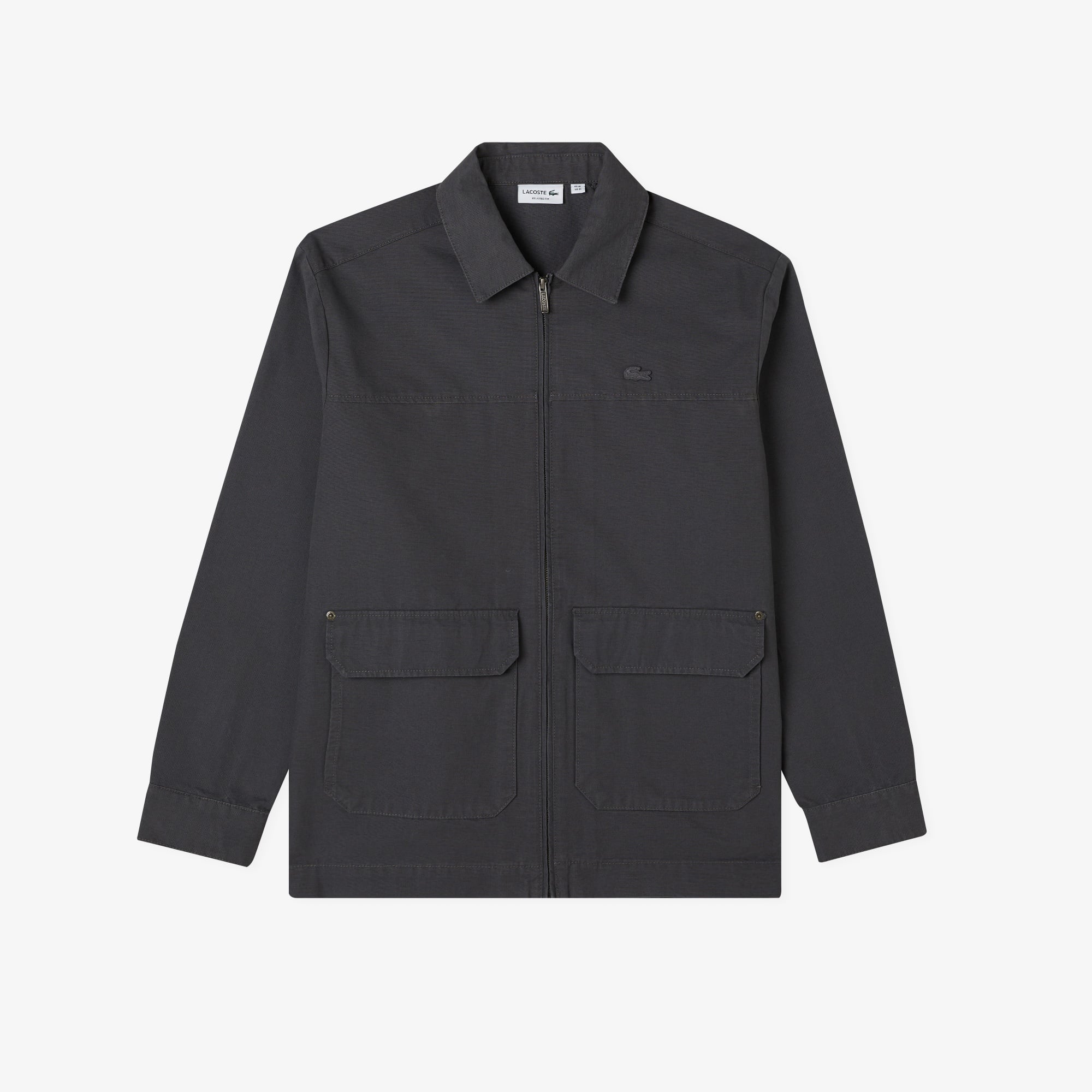 Erkek Relaxed Fit Fermuarlı Koyu Gri Dış Gömlek