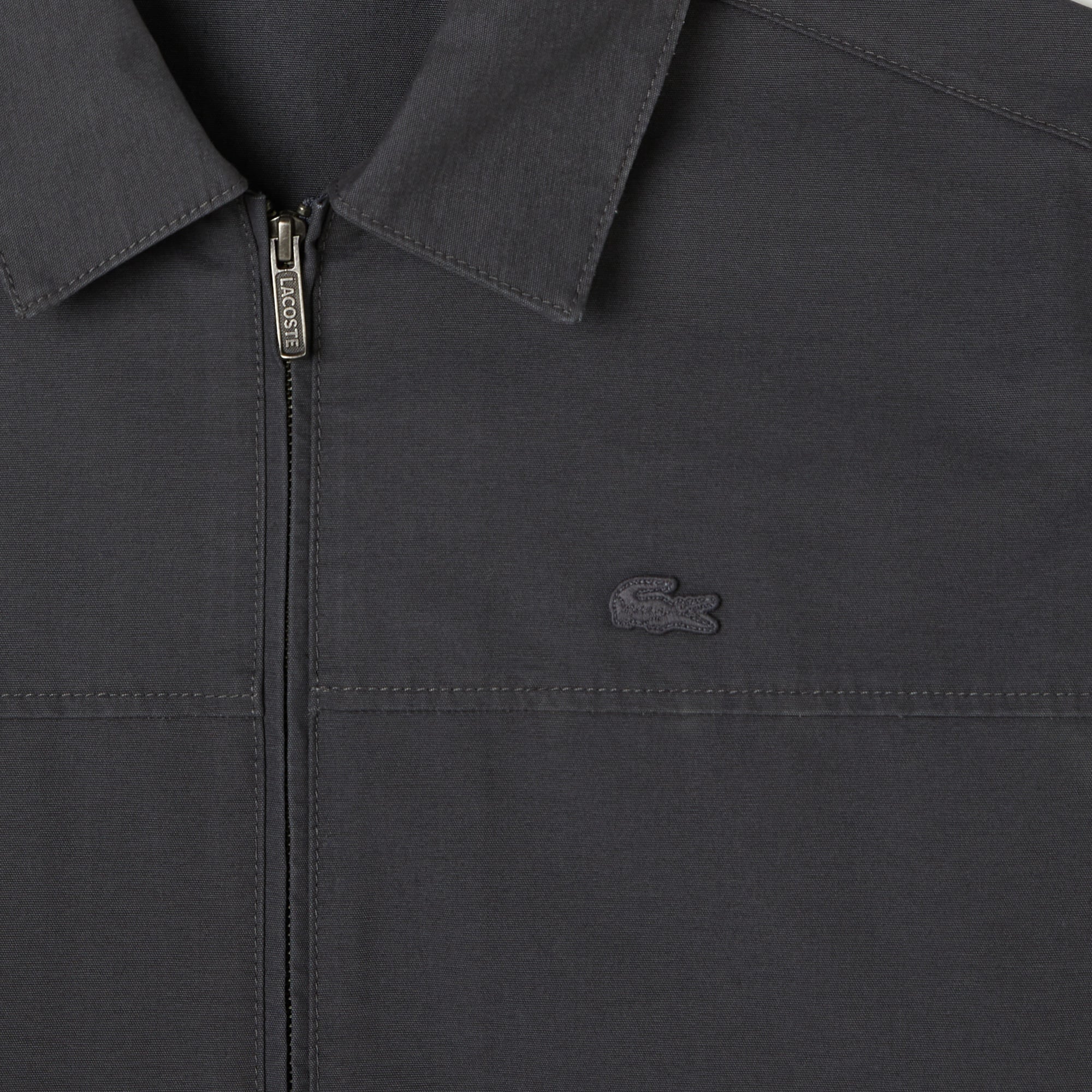 Erkek Relaxed Fit Fermuarlı Koyu Gri Dış Gömlek