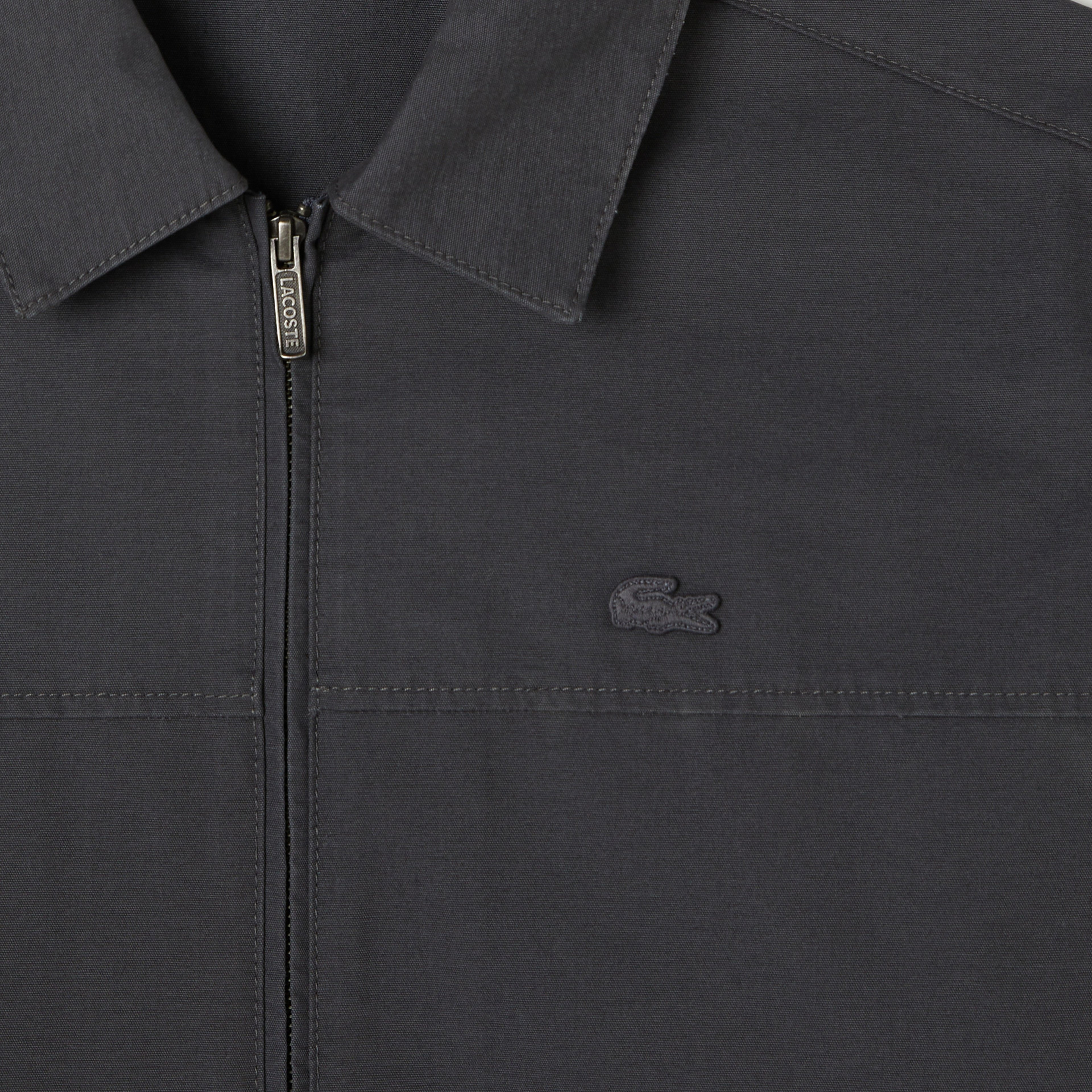 Erkek Relaxed Fit Fermuarlı Koyu Gri Dış Gömlek