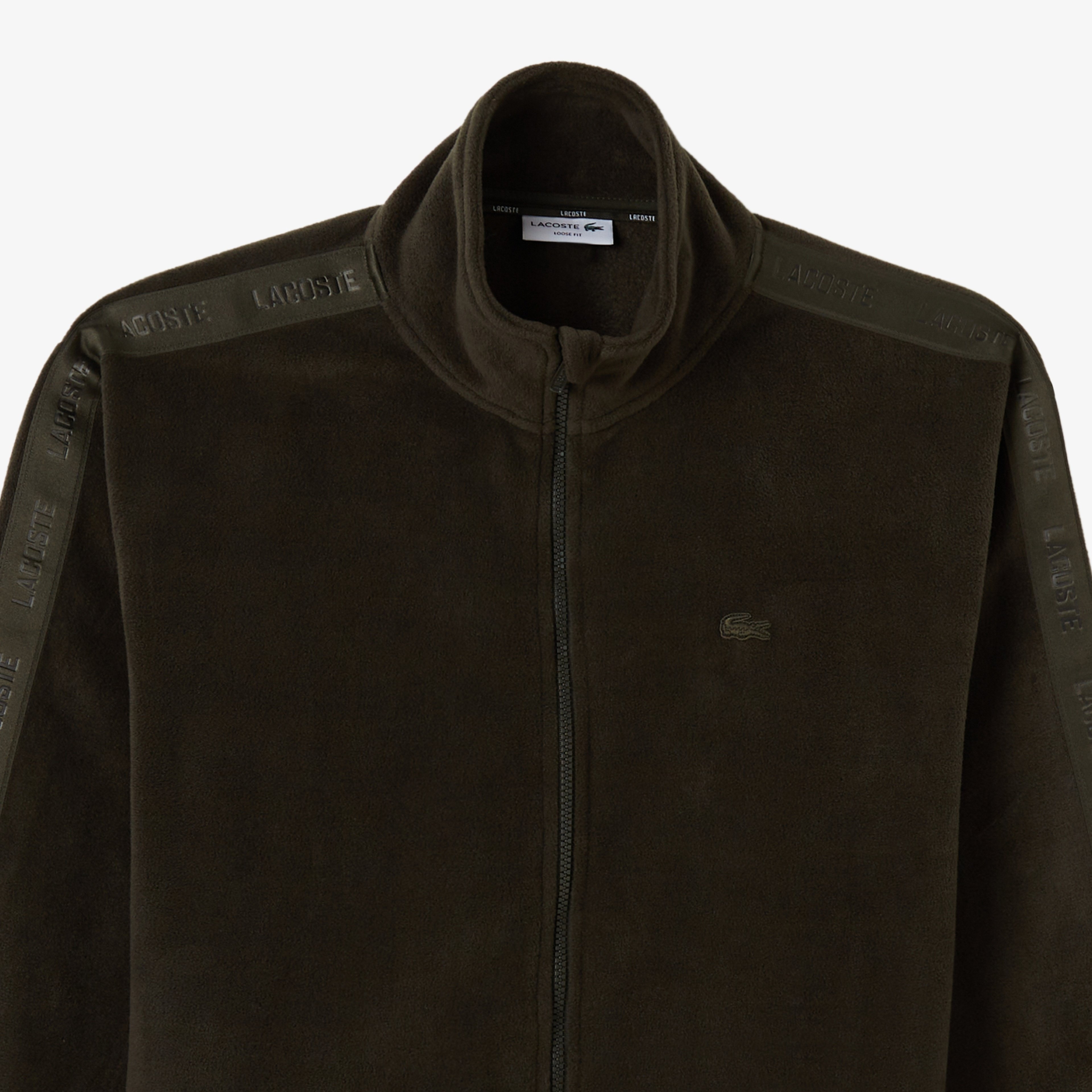 Erkek Loose Fit Fermuarlı Haki Sweatshirt