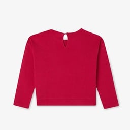 Çocuk Uzun Kollu Bisiklet Yaka Baskılı Pembe T-Shirt Kırmızı