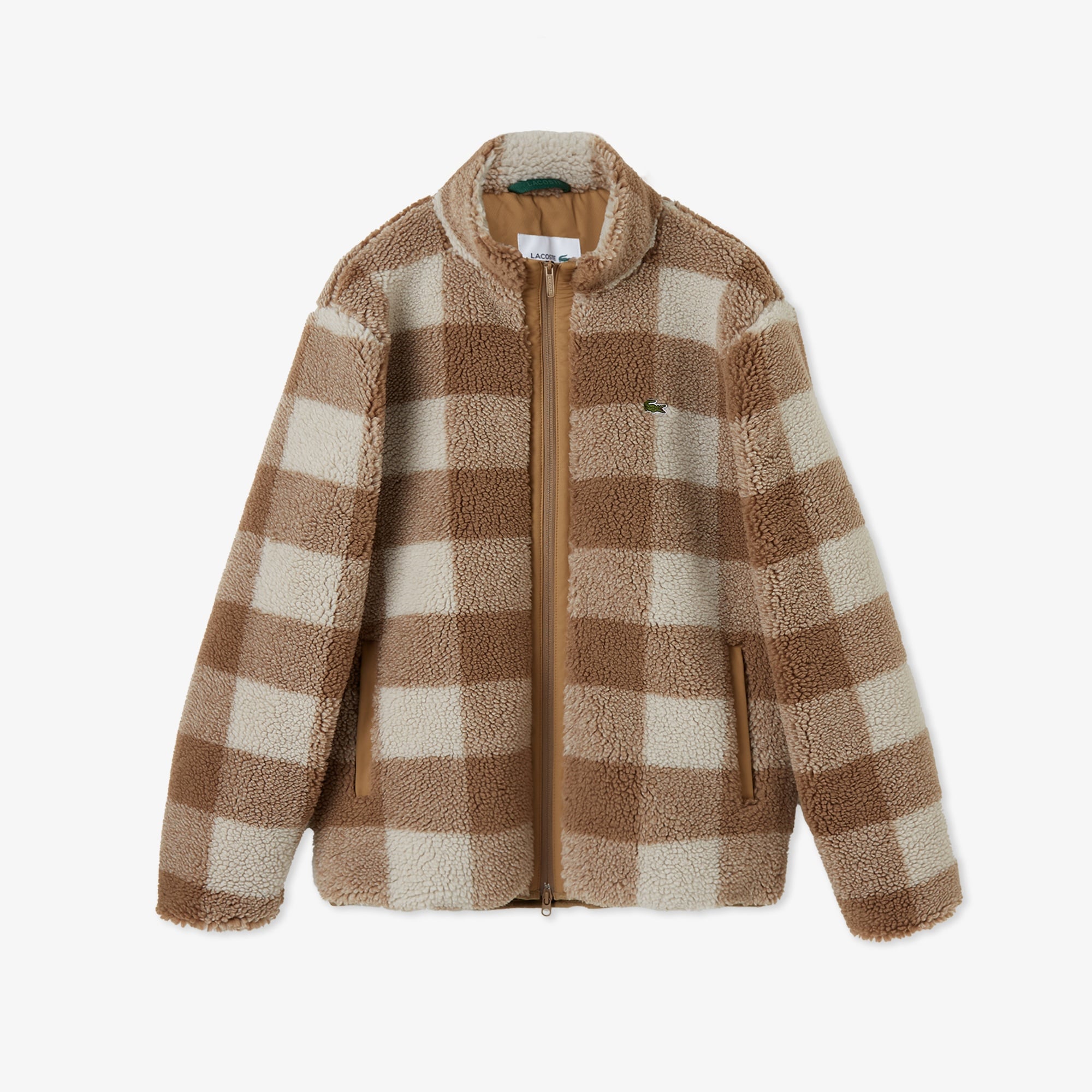 Erkek Dik Yaka Ekose Bej Mont