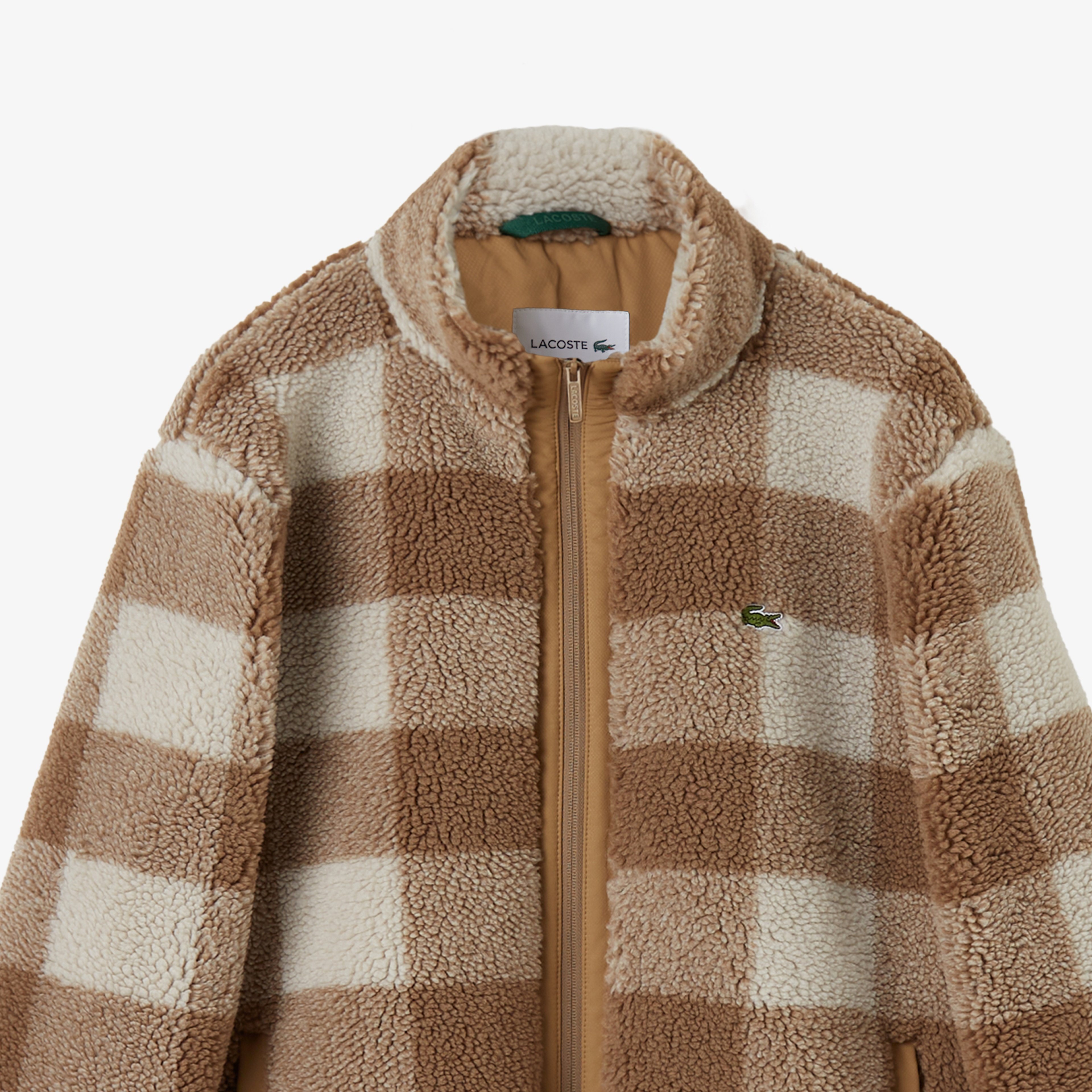 Erkek Dik Yaka Ekose Bej Mont