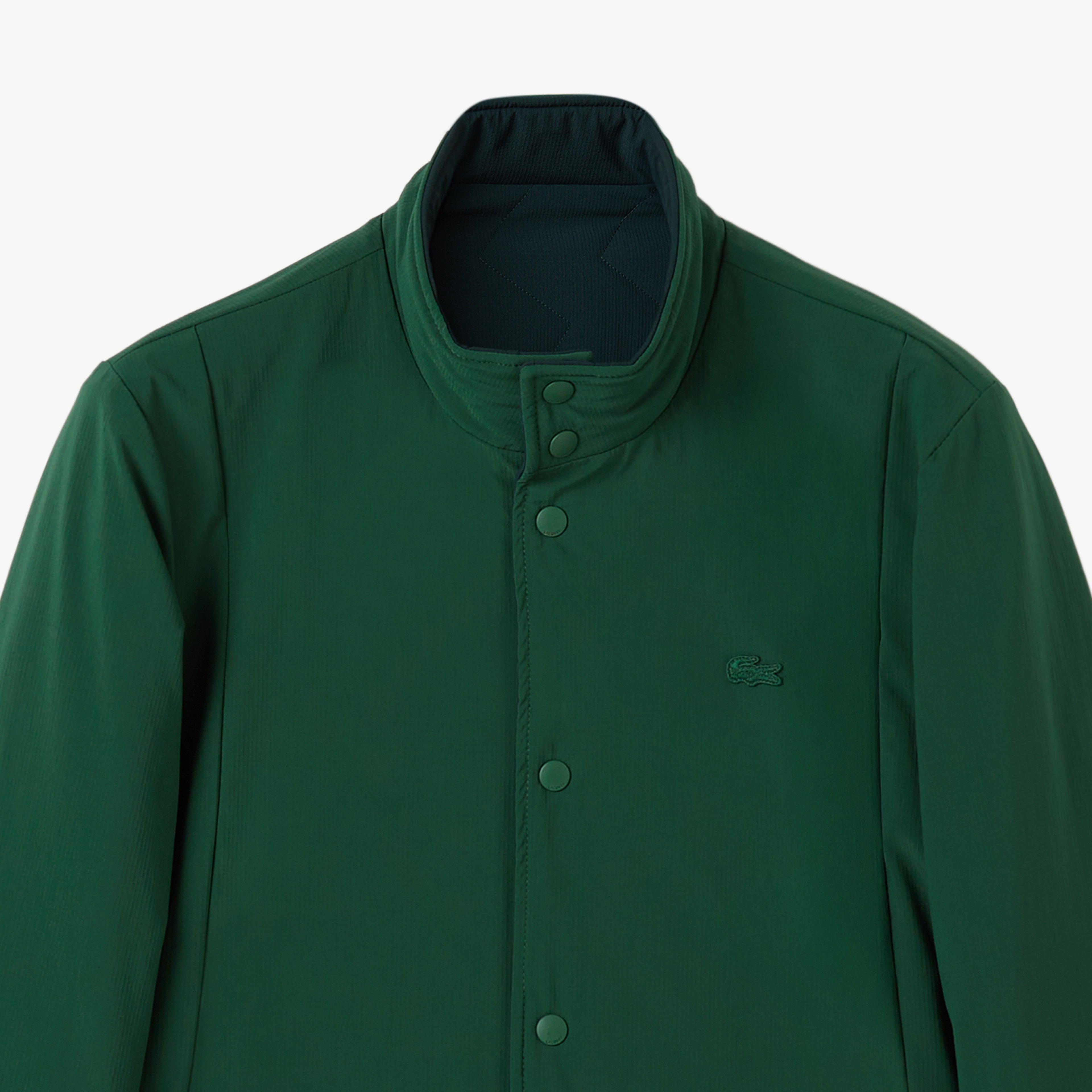 Erkek Dik Yaka Çift Taraflı Koyu Yeşil Mont