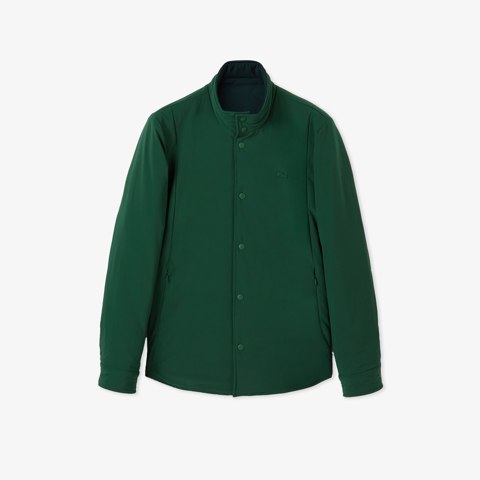 Erkek Dik Yaka Çift Taraflı Koyu Yeşil Mont