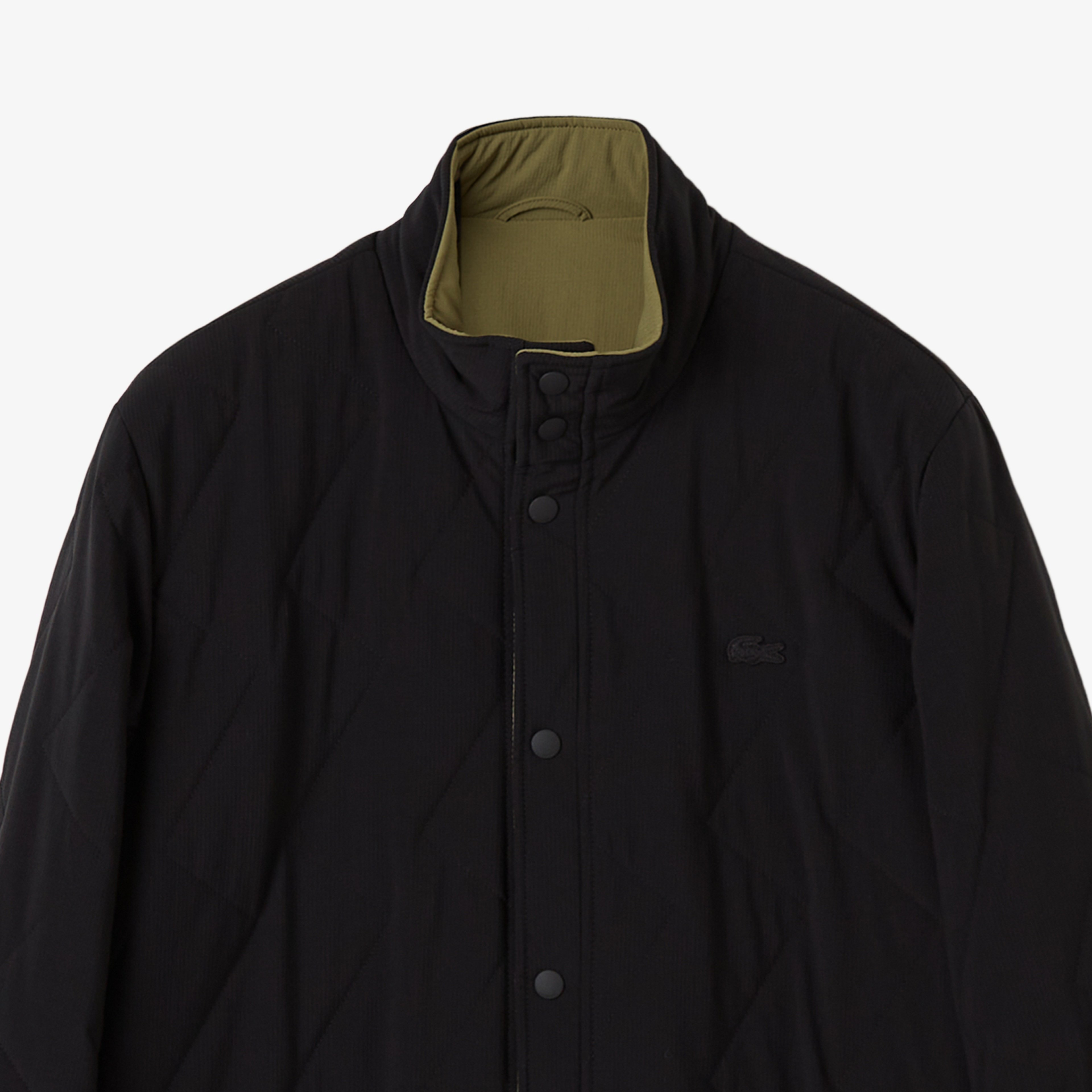 Erkek Dik Yaka Çift Taraflı Haki Mont