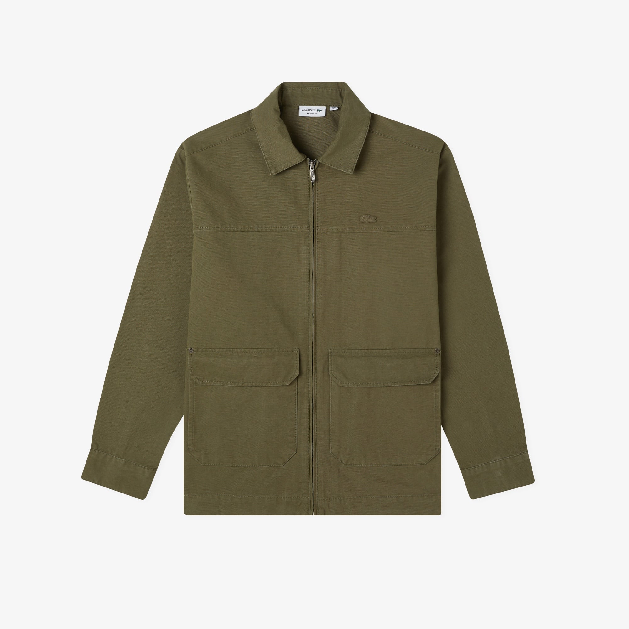 Erkek Relaxed Fit Fermuarlı Haki Ceket