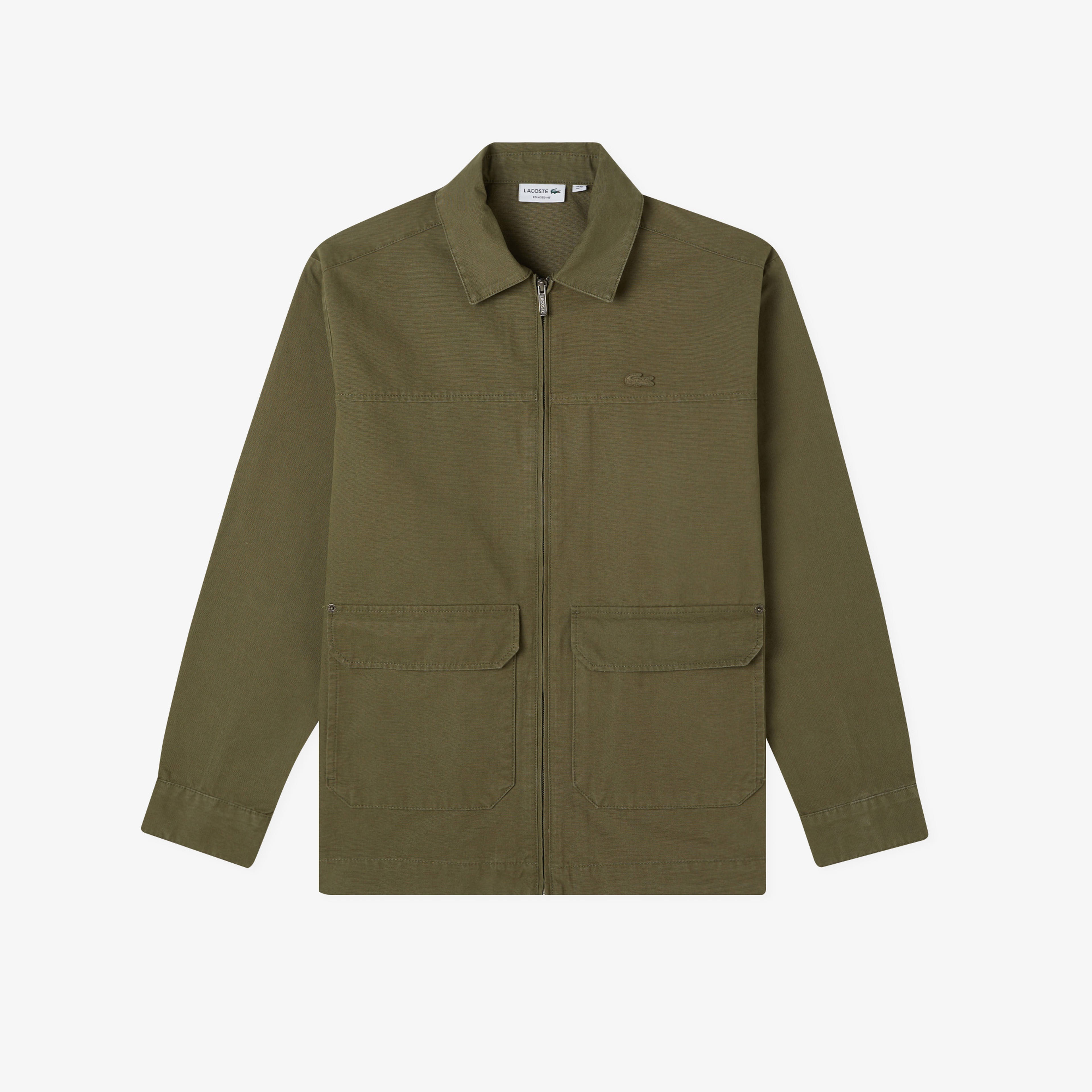 Erkek Relaxed Fit Fermuarlı Haki Ceket