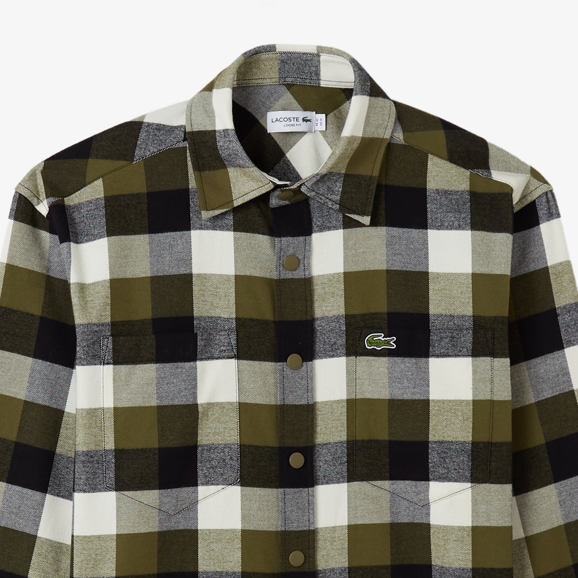 Erkek Relaxed Fit Kareli Haki Gömlek