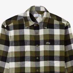 Erkek Relaxed Fit Kareli Haki Gömlek Yeşil