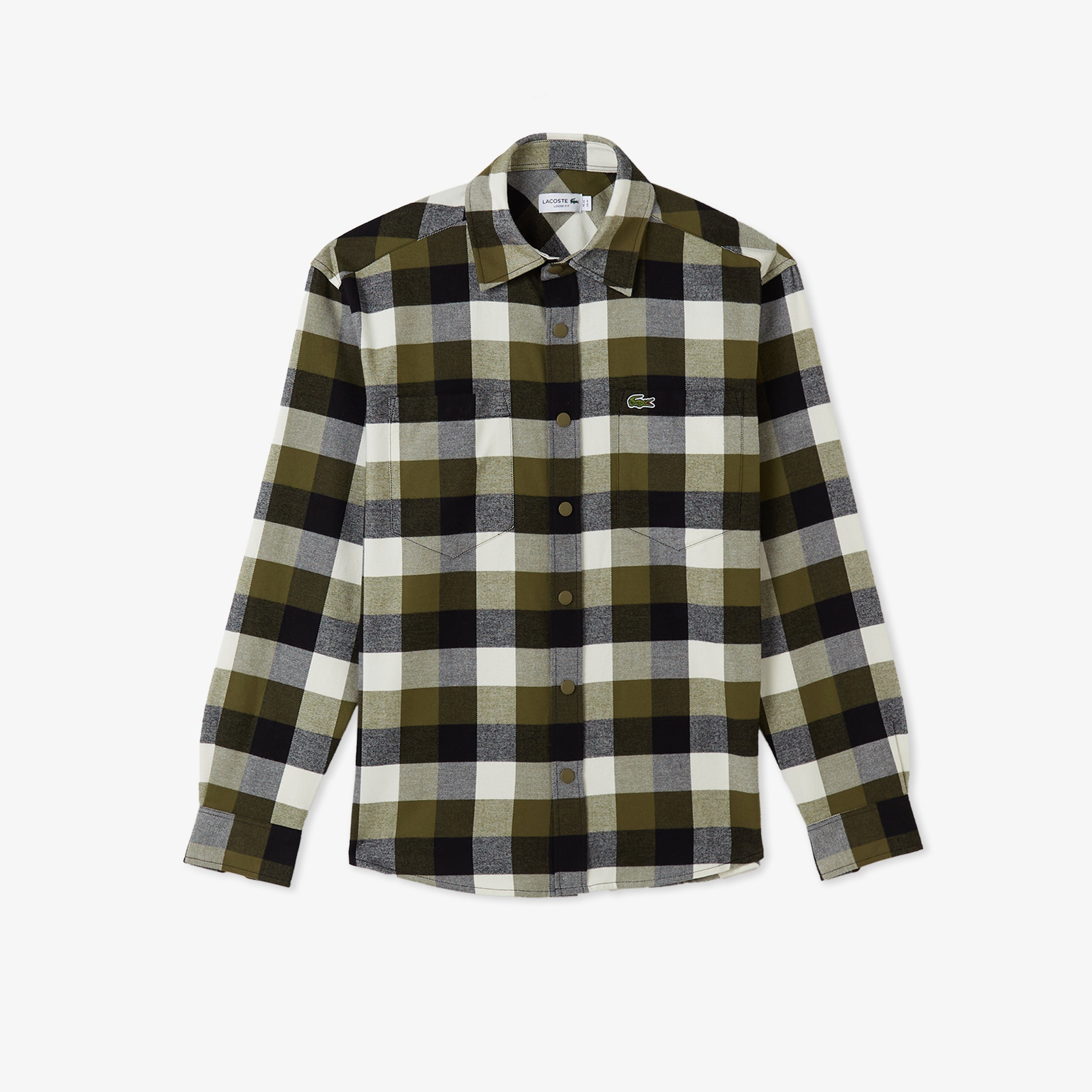 Erkek Relaxed Fit Kareli Haki Gömlek