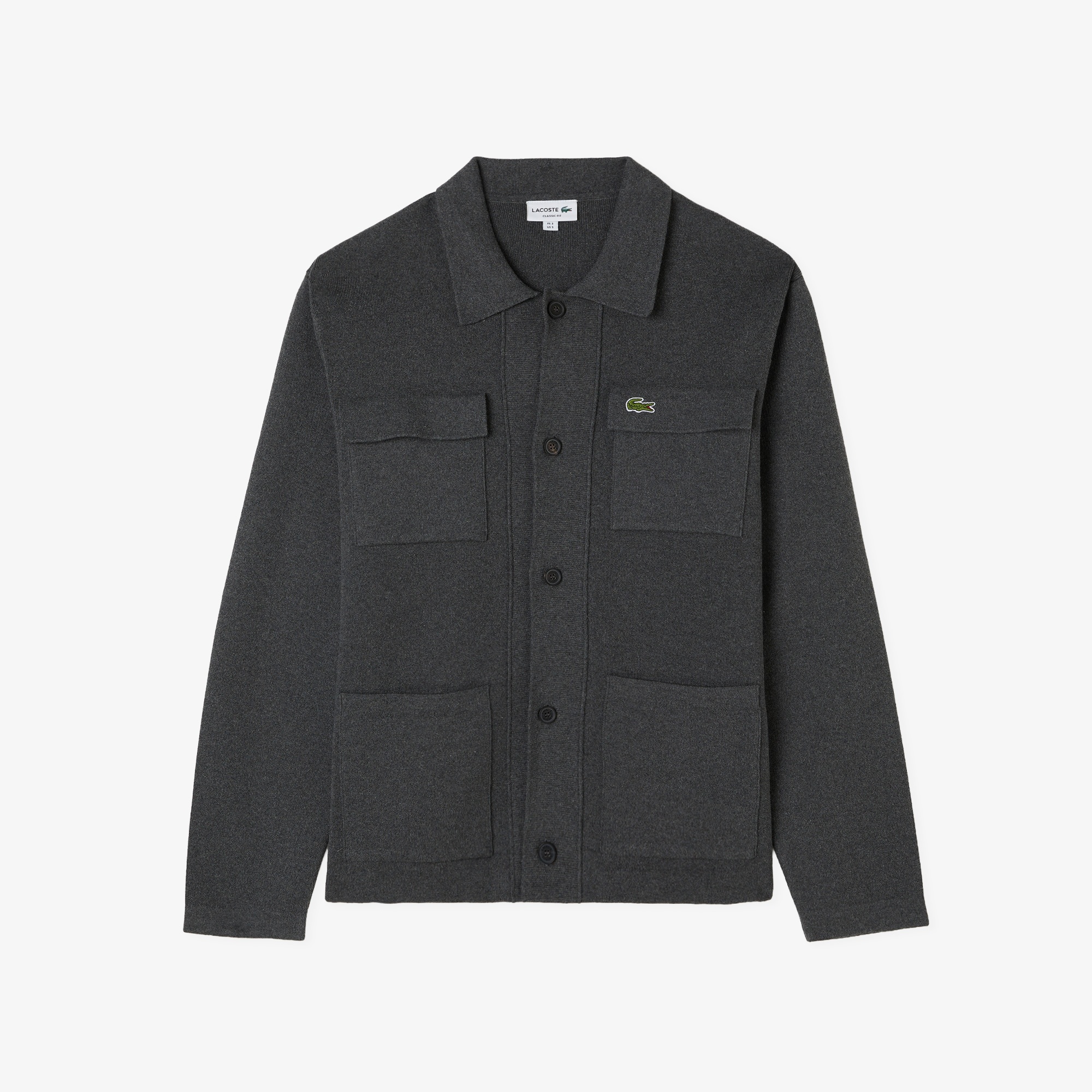 Erkek Classic Fit Polo Yaka Gri Hırka