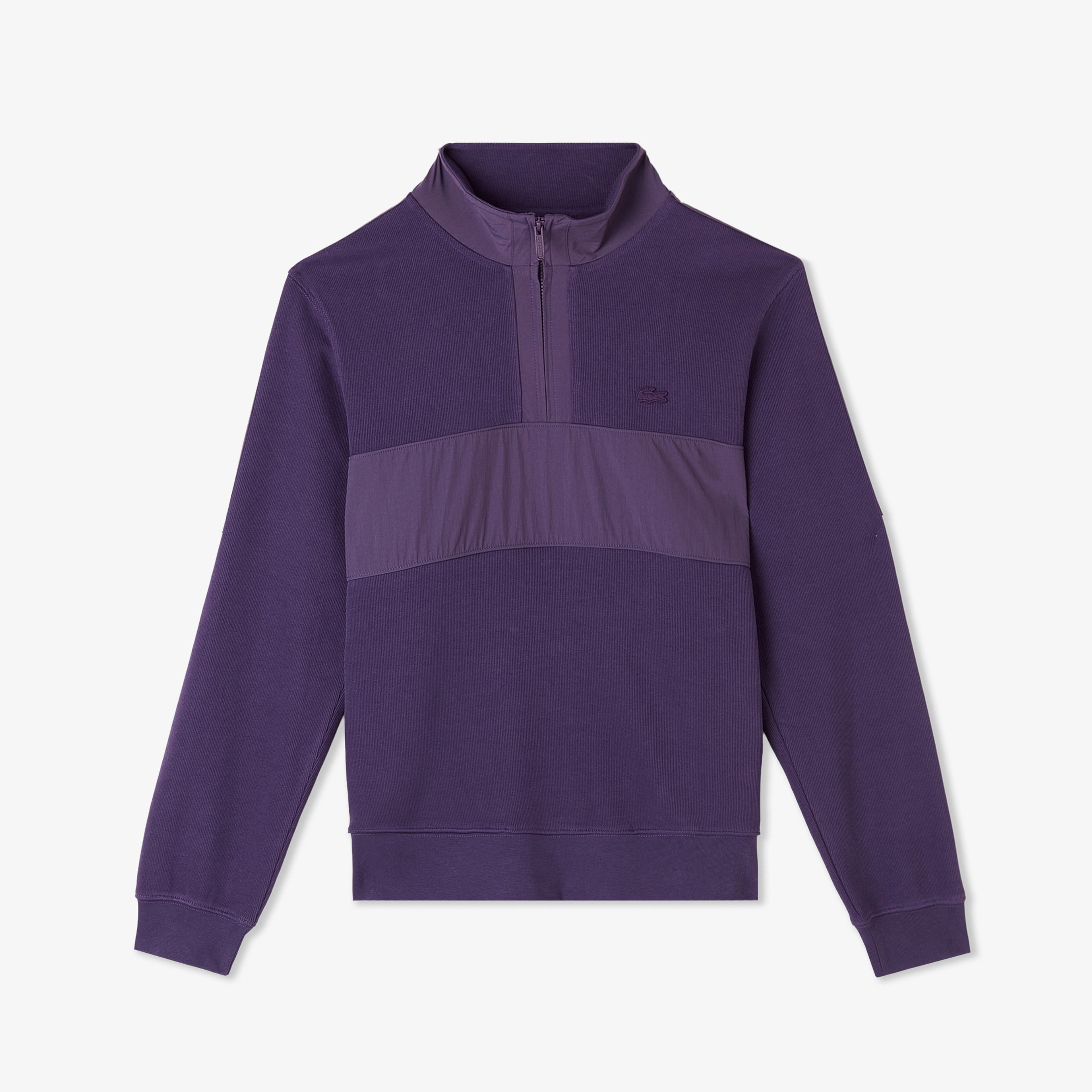 Erkek Classic Fit Yarım Fermuarlı Mor Sweatshirt