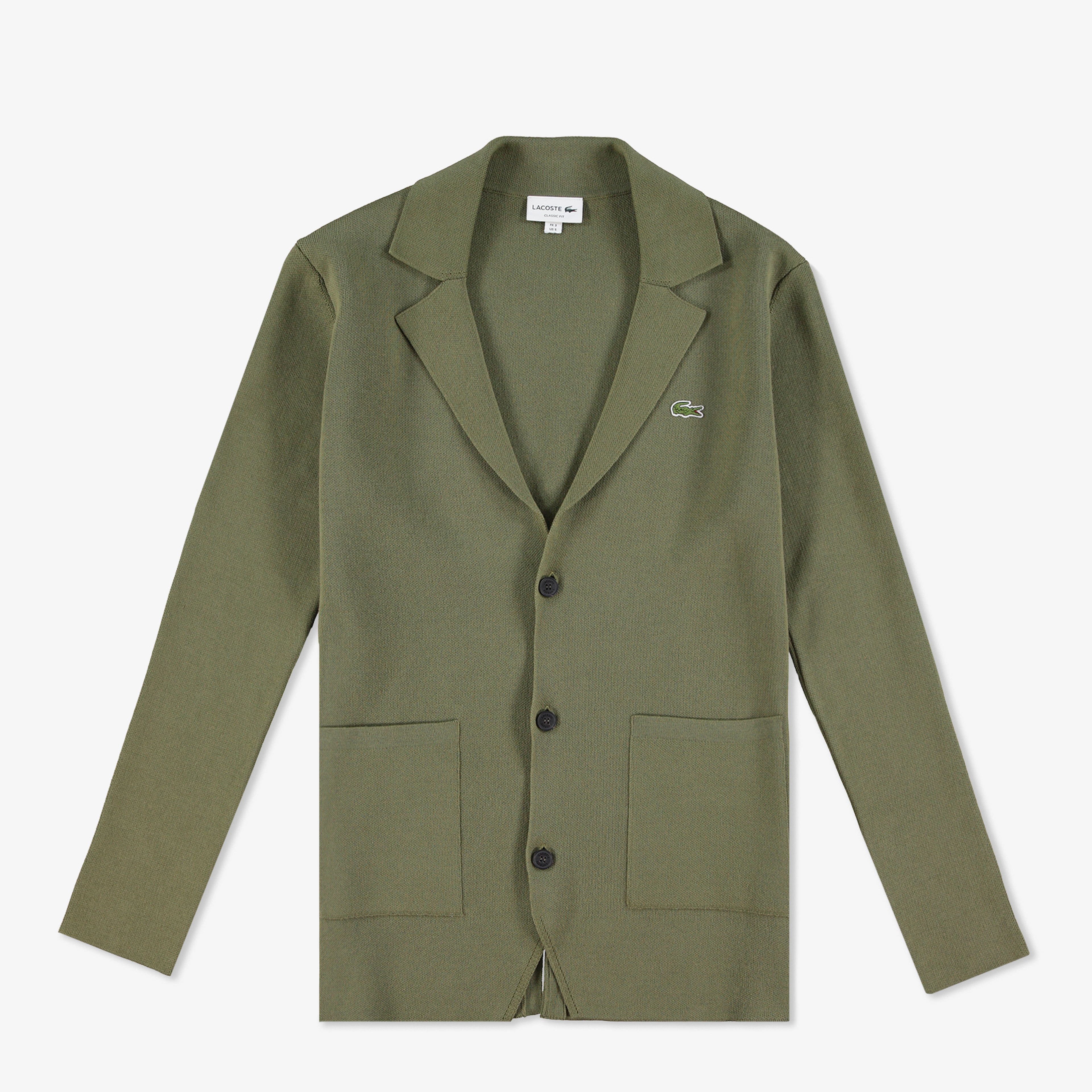 Erkek Classic Fit V Yaka Haki Hırka