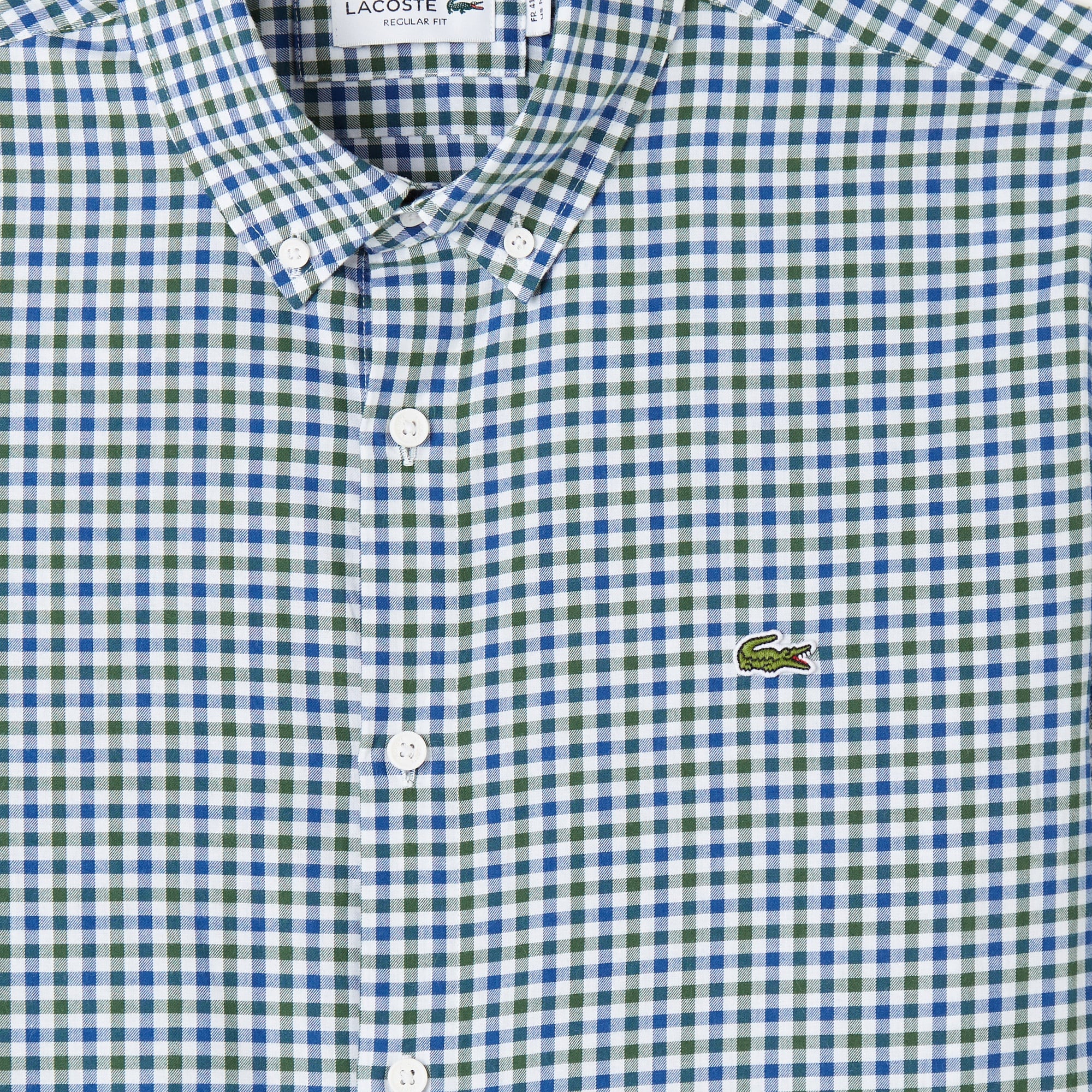 Erkek Regular Fit Düğmeli Yaka Kareli Lacivert Gömlek