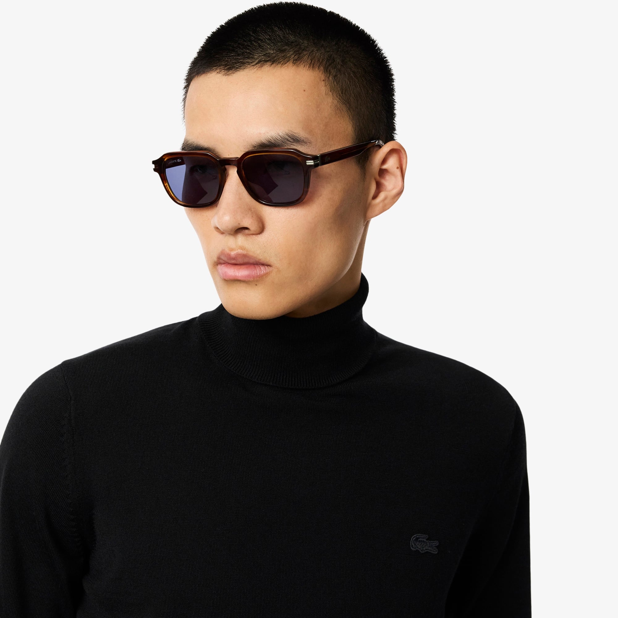 Erkek Regular Fit Boğazlı Yaka Siyah Kazak