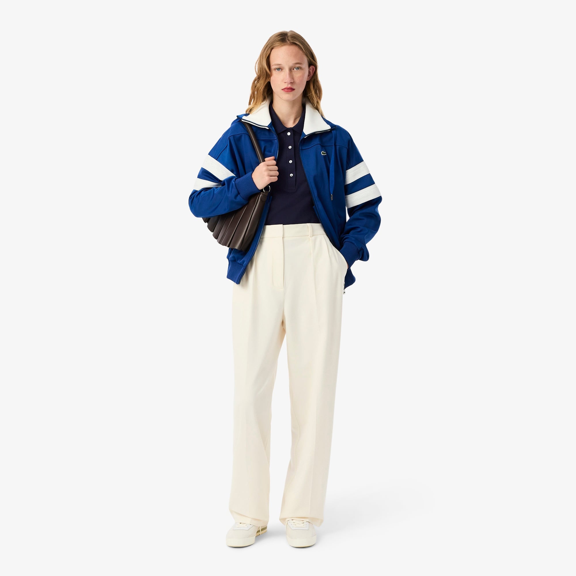 Kadın Slim Fit Uzun Kollu Lacivert Polo