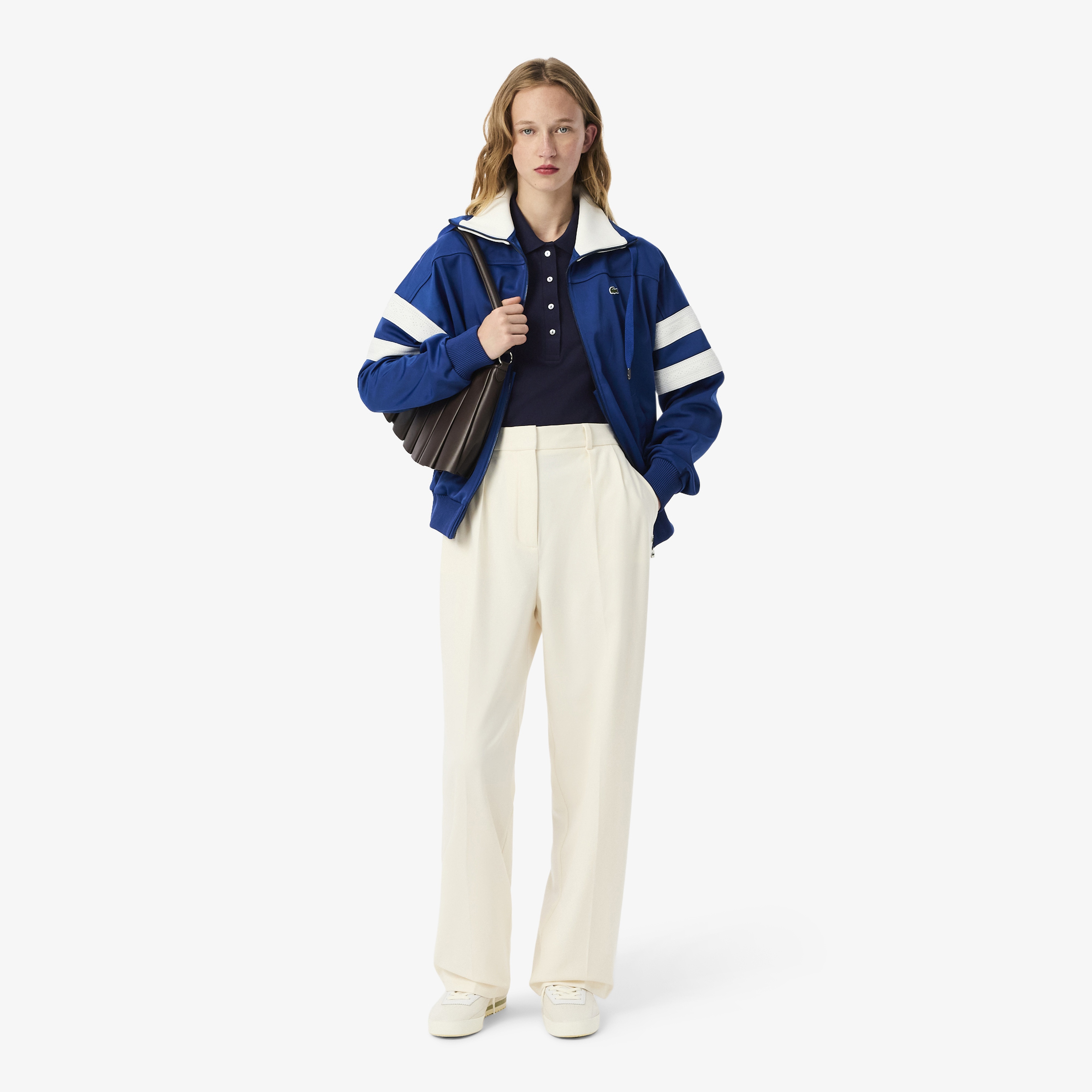 Kadın Slim Fit Uzun Kollu Lacivert Polo