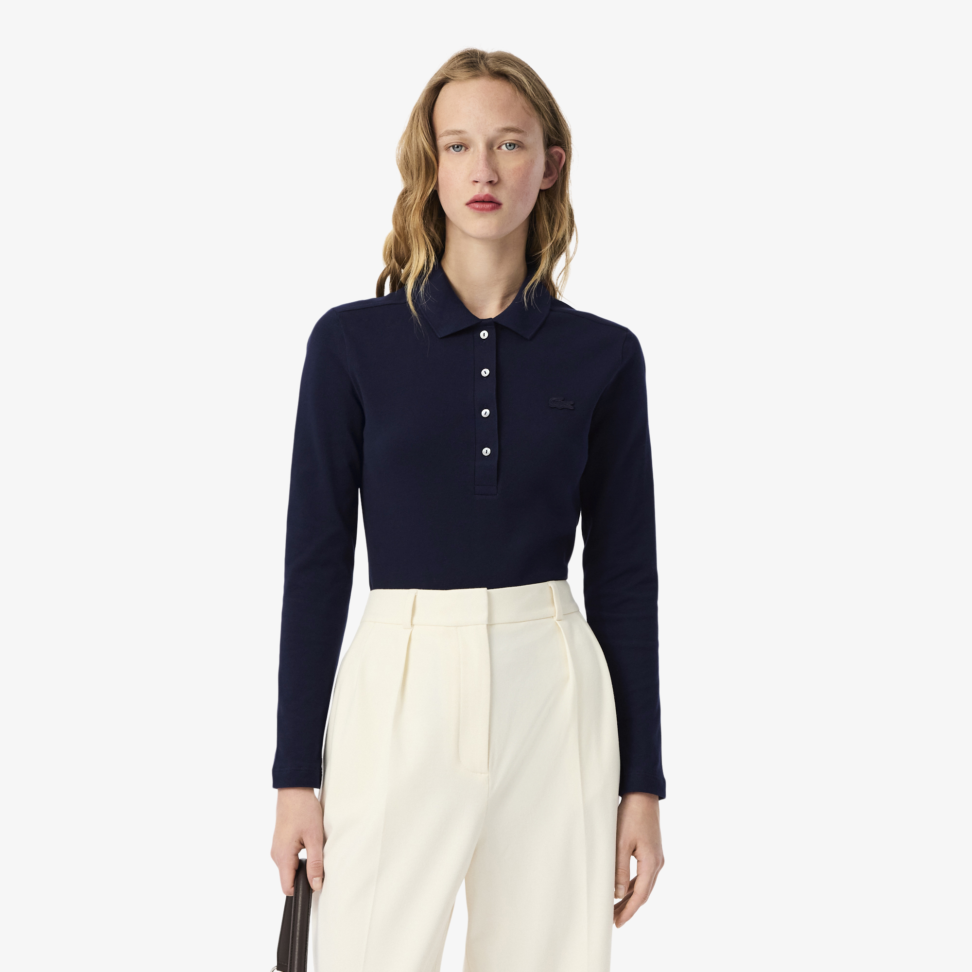 Kadın Slim Fit Uzun Kollu Lacivert Polo PF5464-166 | Lacoste