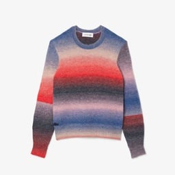 Kadın Regular Fit Bisiklet Yaka Desenli Renkli Kazak Renkli