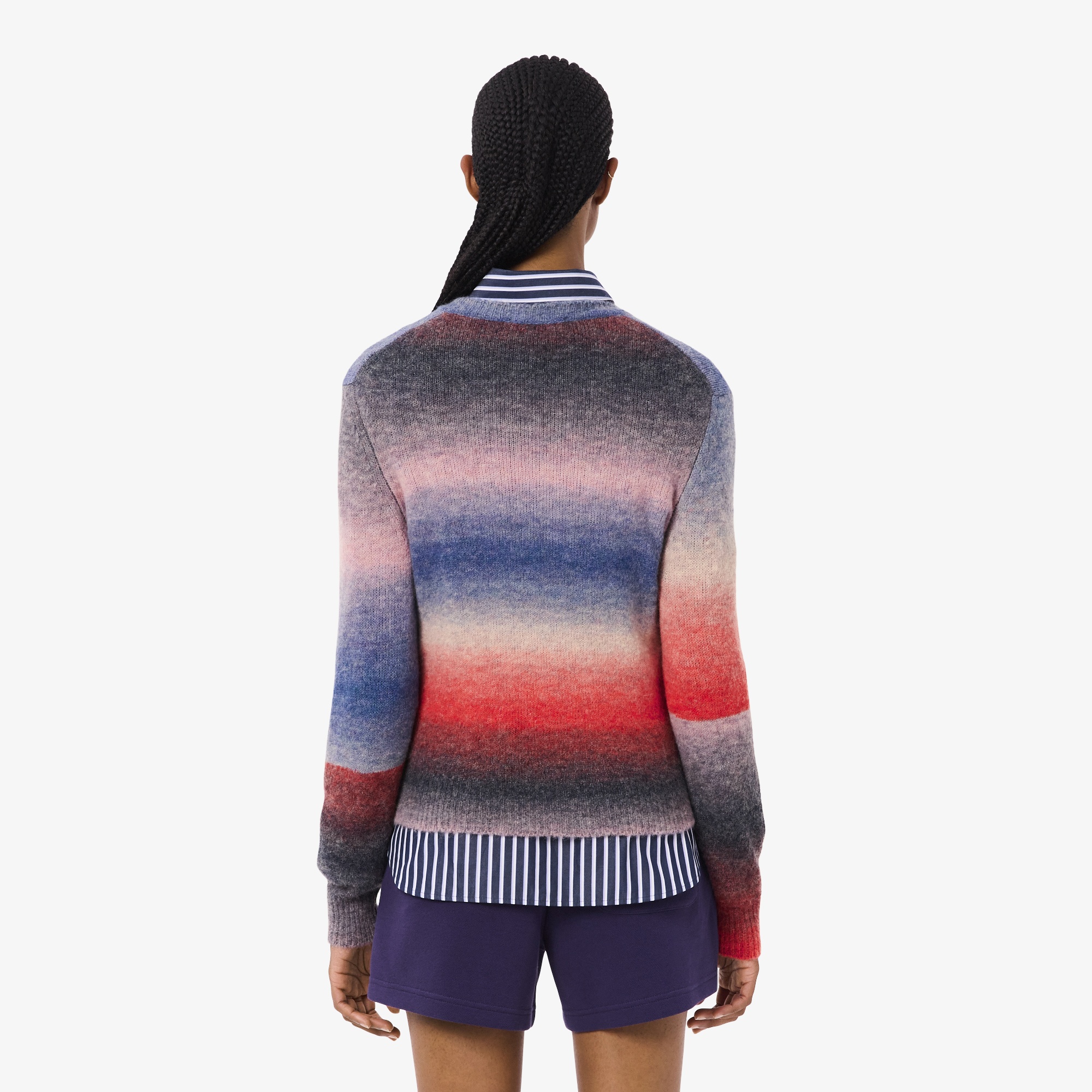 Kadın Regular Fit Bisiklet Yaka Desenli Renkli Kazak