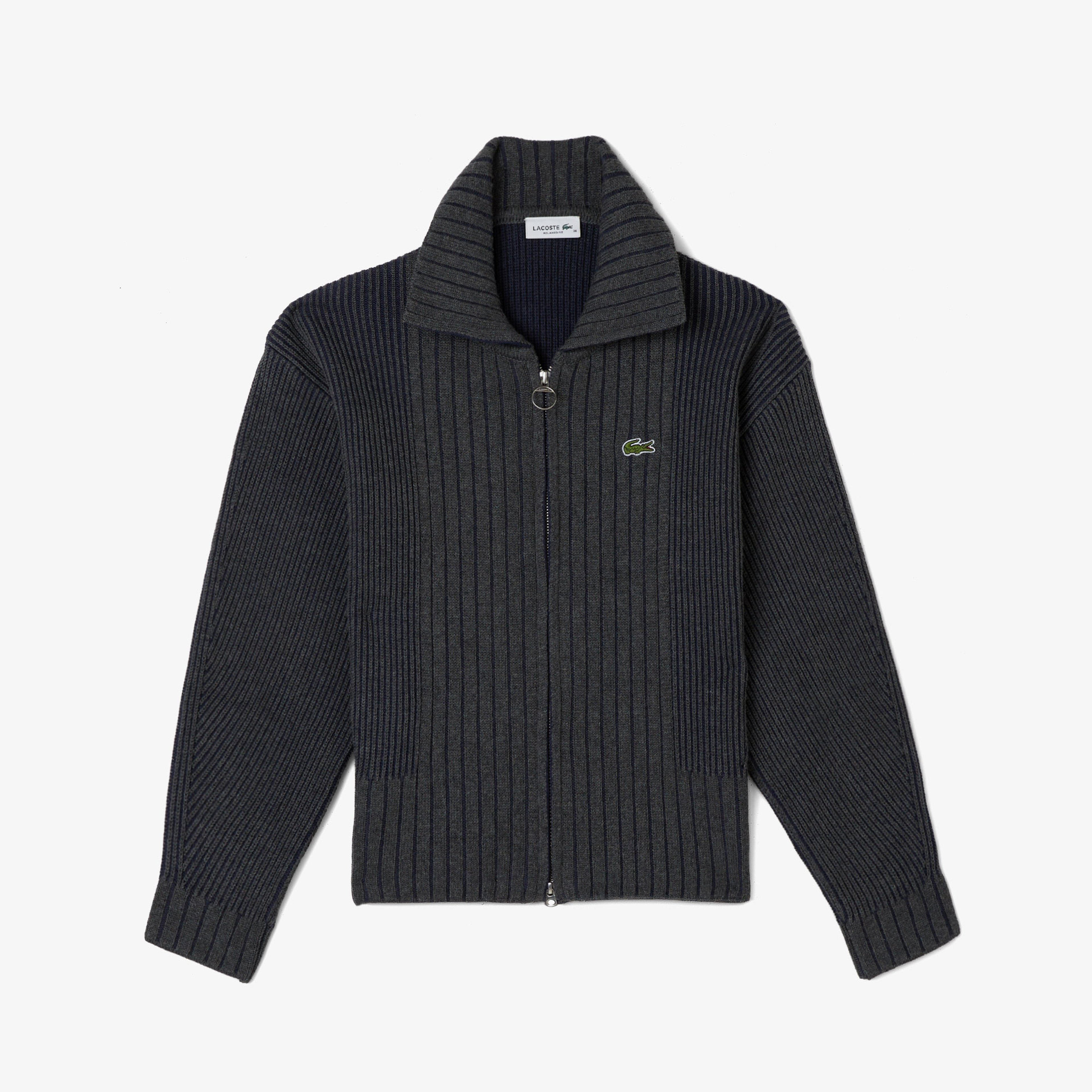 Kadın Relaxed Fit Fermuarlı Gri Hırka