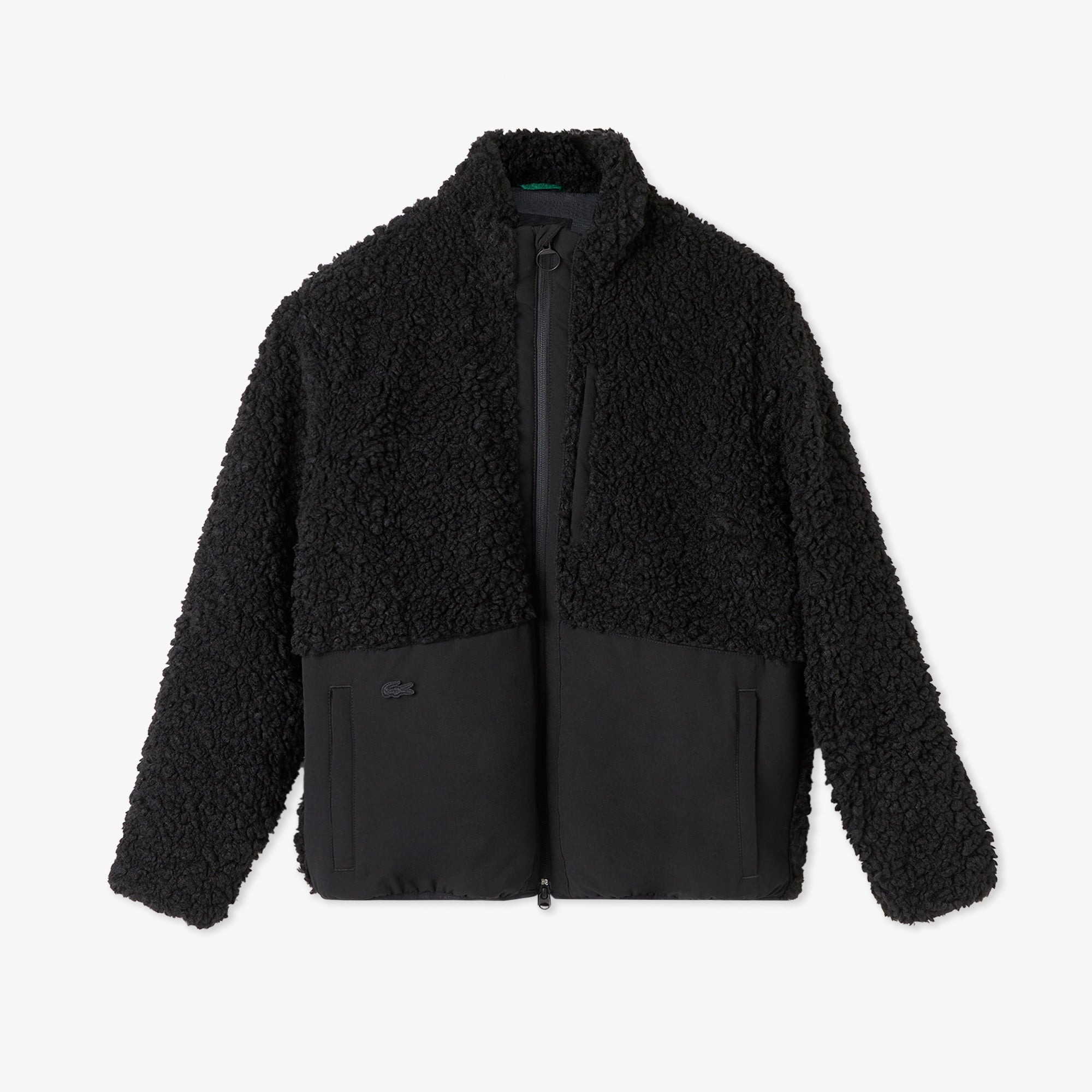 Kadın Dik Yaka Renk Bloklu Siyah Ceket