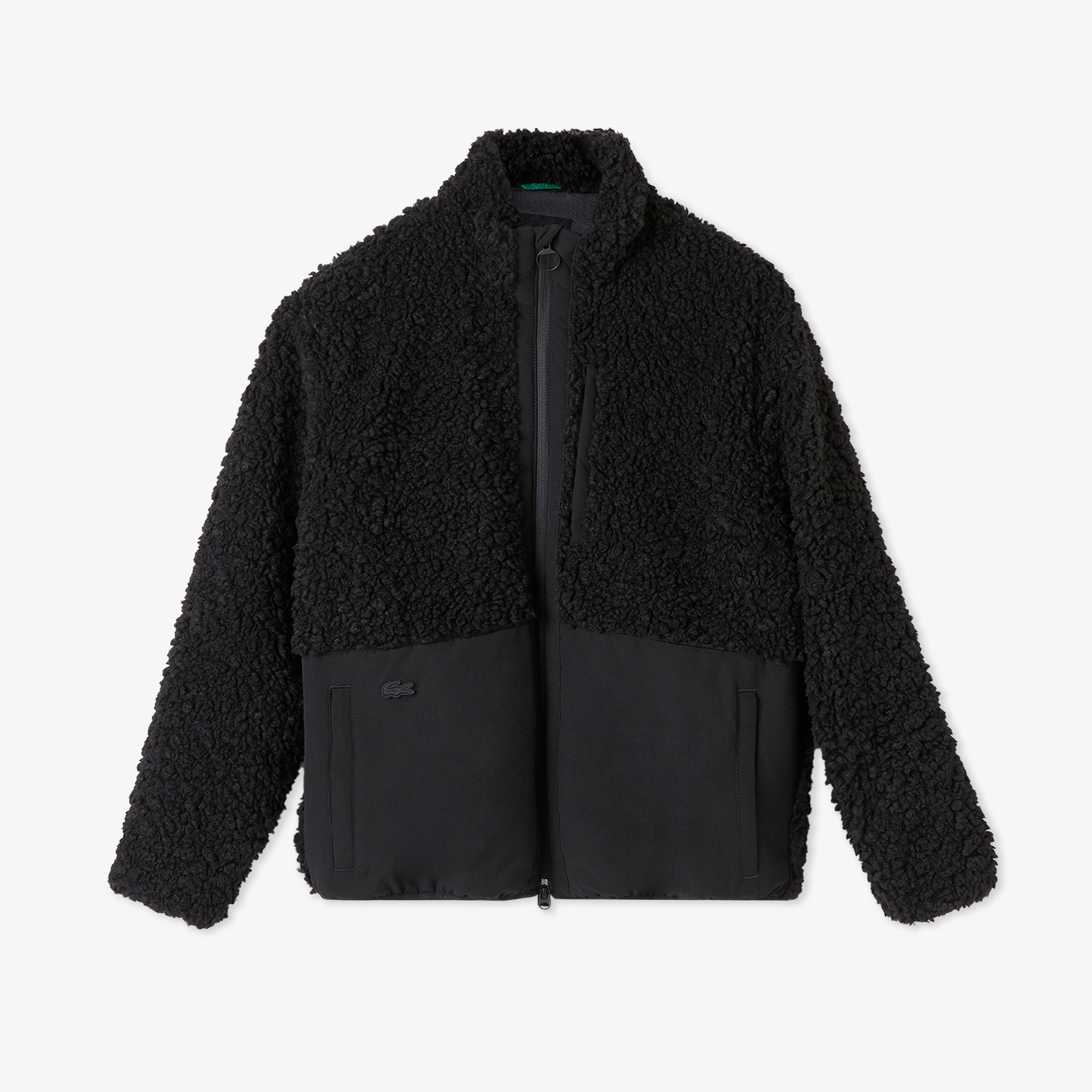 Kadın Dik Yaka Renk Bloklu Siyah Ceket