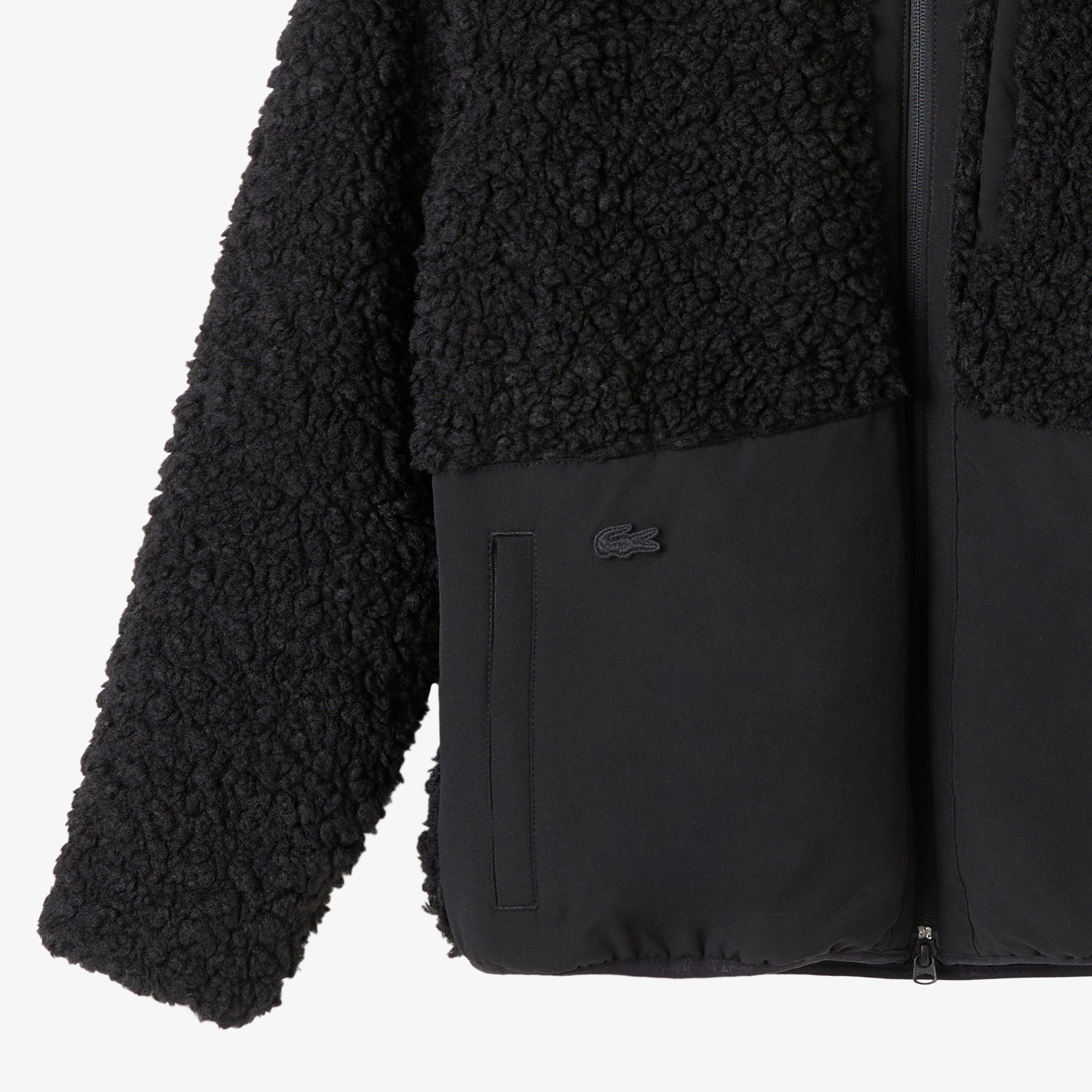 Kadın Dik Yaka Renk Bloklu Siyah Ceket