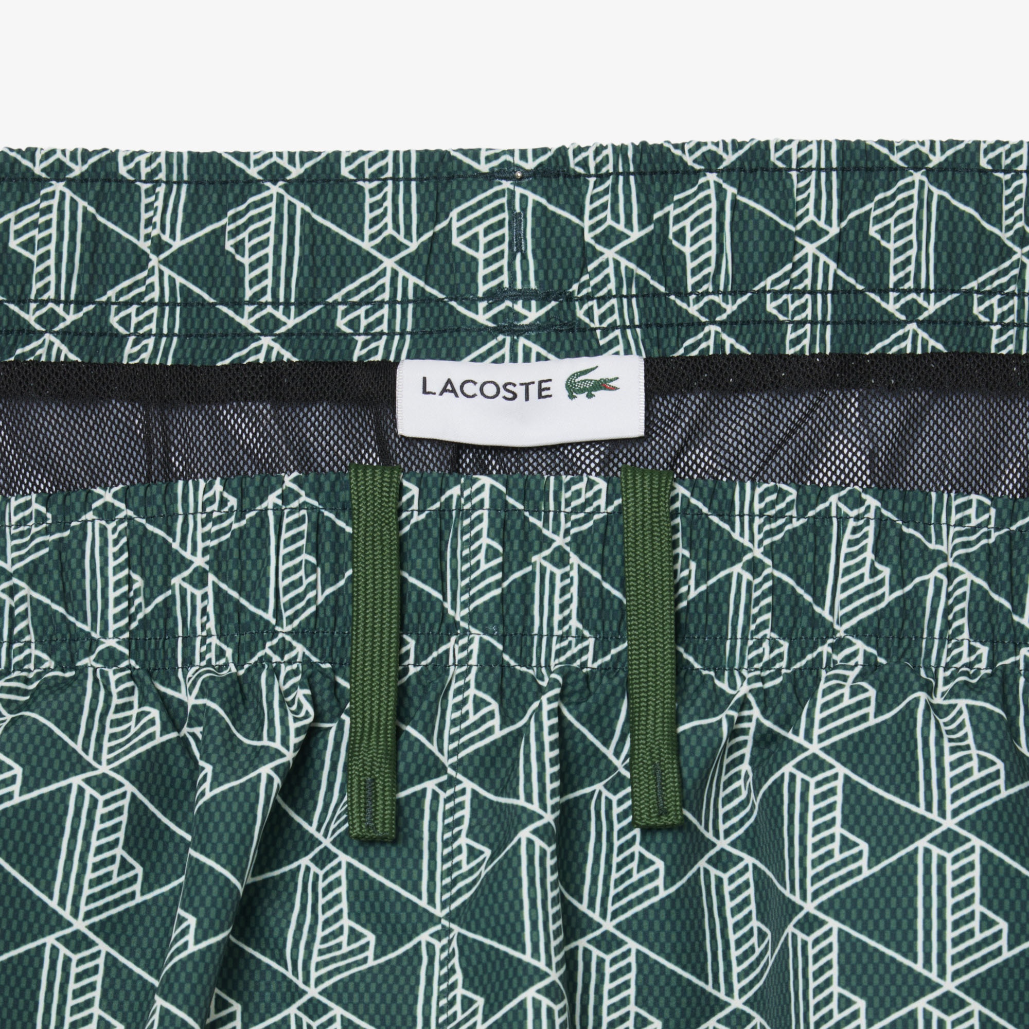 Mid Length Monogram Print Swim Trunks