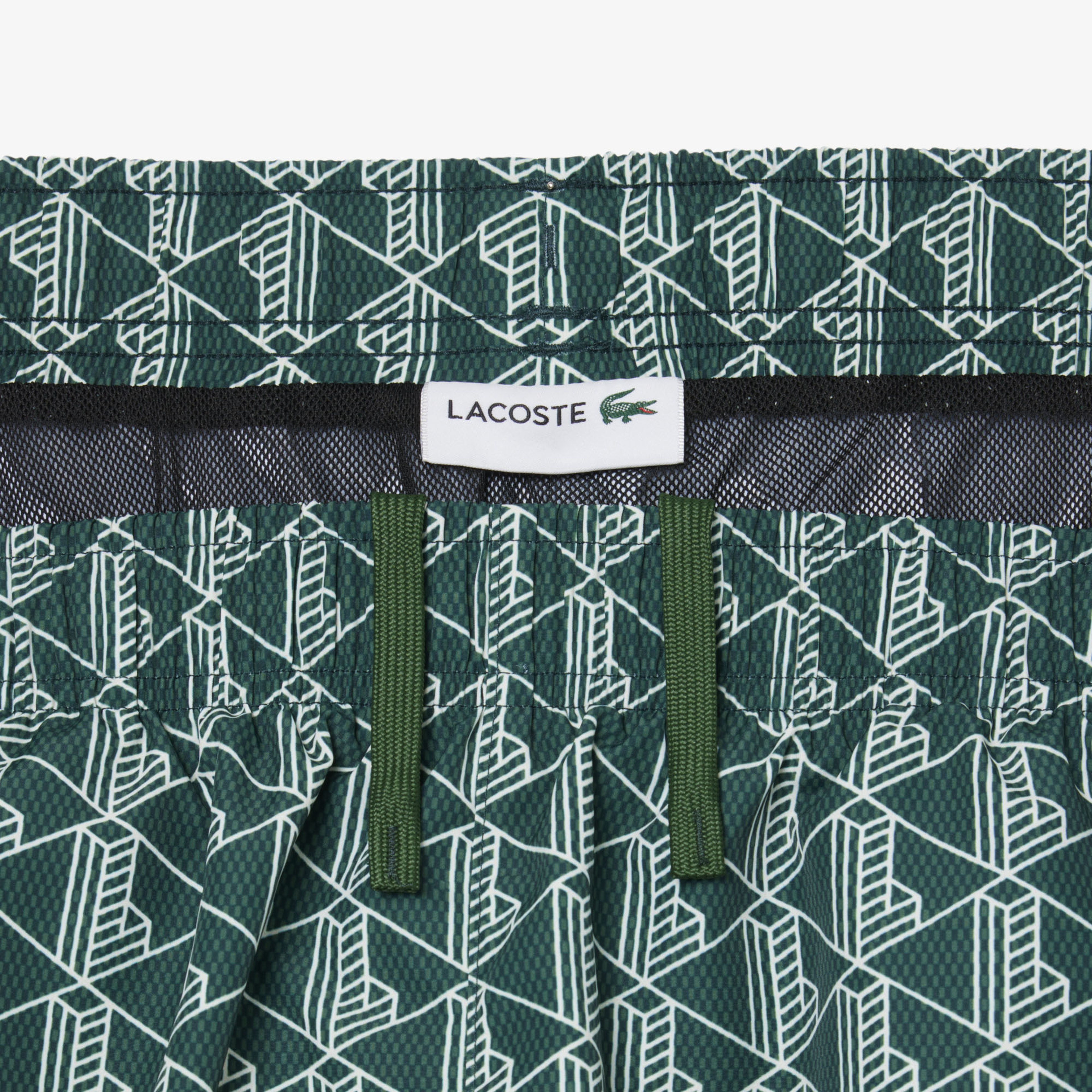 Mid Length Monogram Print Swim Trunks