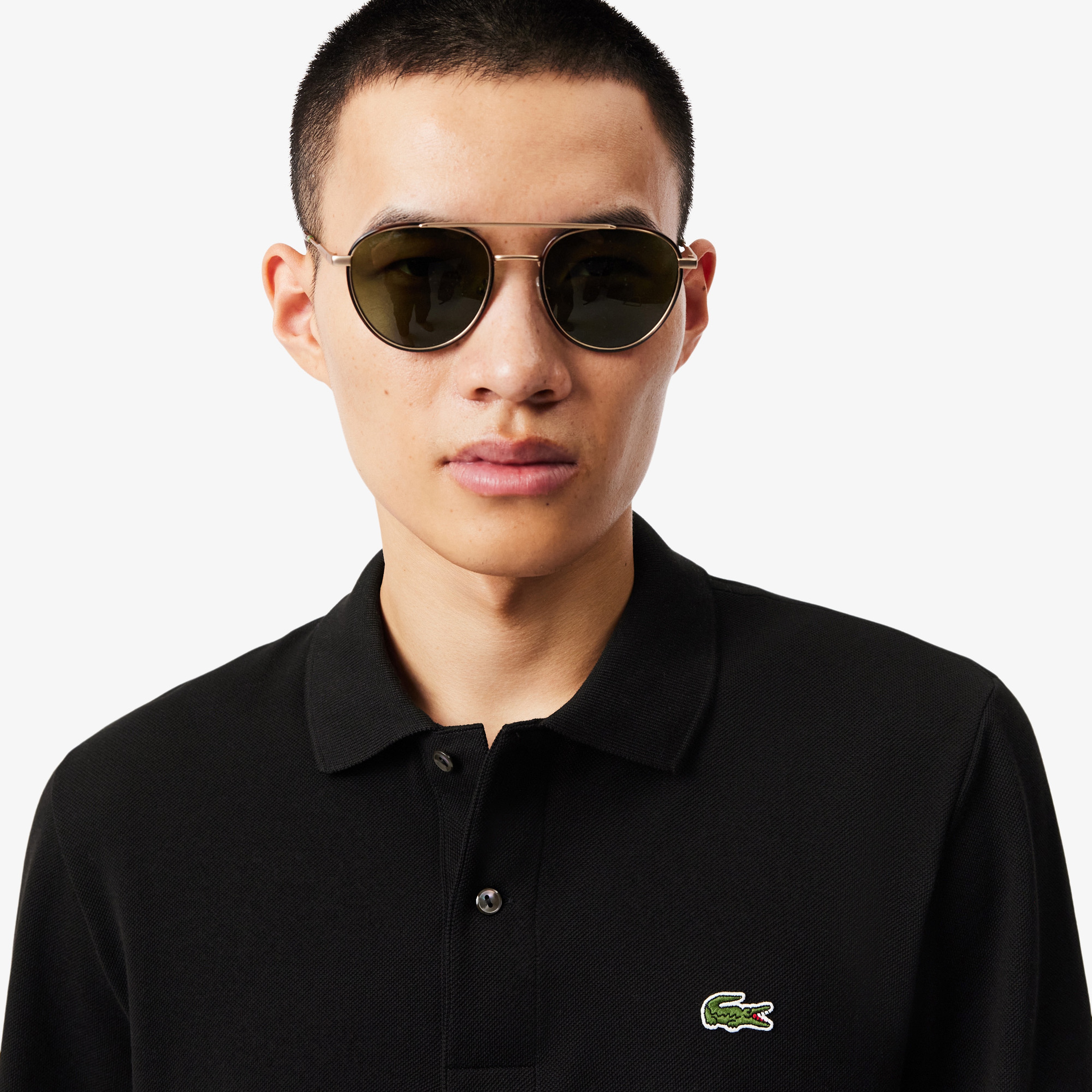 L.12.12 Erkek Classic Fit Uzun Kollu Siyah Polo