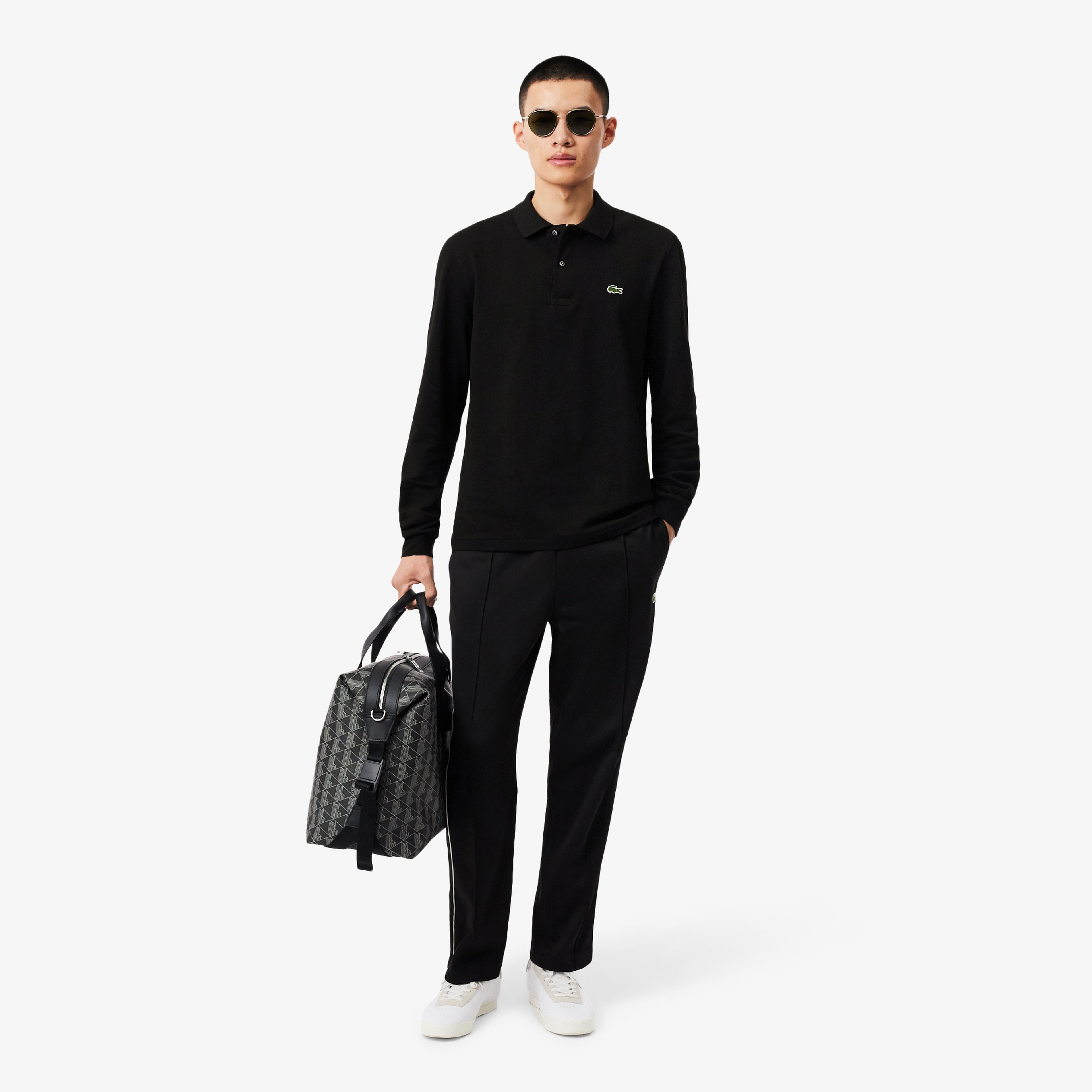 L.12.12 Erkek Classic Fit Uzun Kollu Siyah Polo